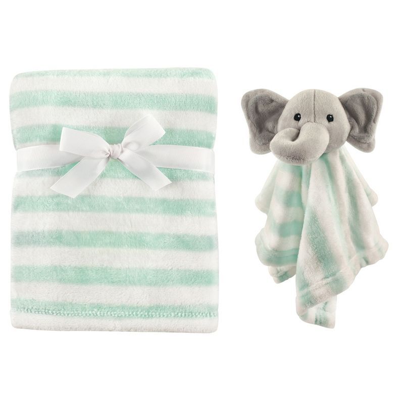 Hudson Baby Infant Plush Blanket with Security Blanket, Gray Elephant, One Size