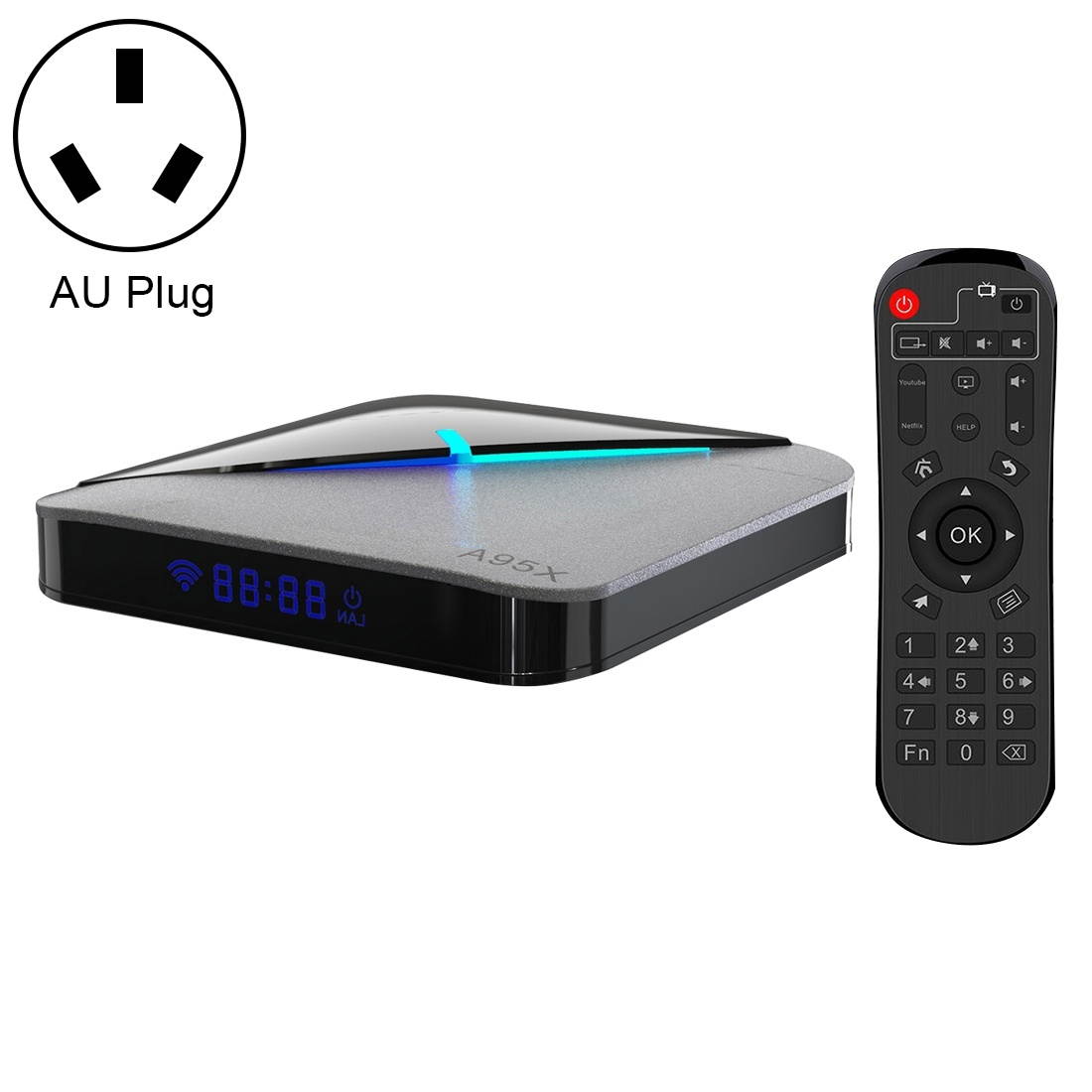 A95X F3 Air 4K RGB Light Smart TV BOX Android 9.0 Media Player wtih Remote Control, Quad-core RAM:
