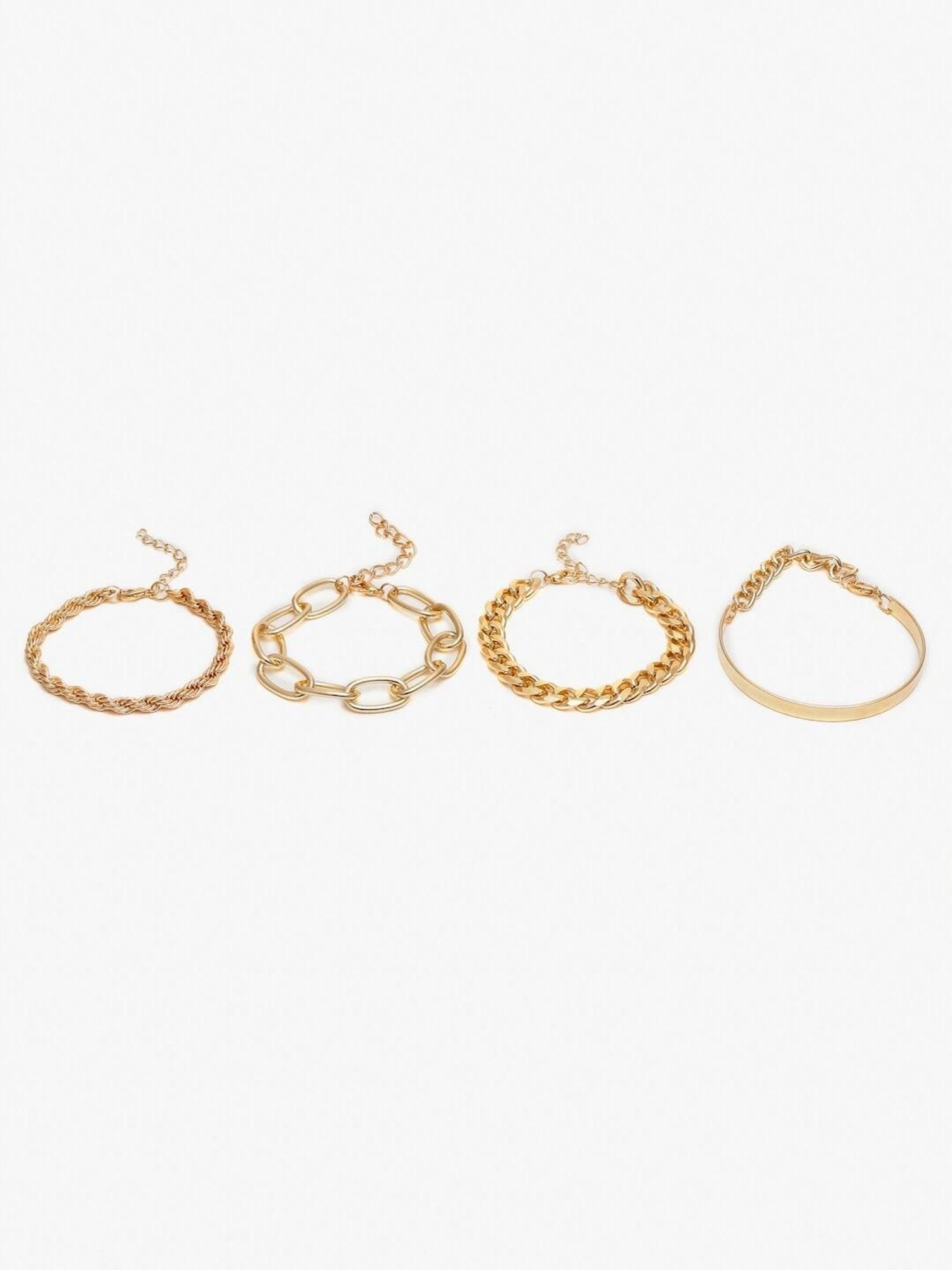 YouBella Women Gold-Toned Gold-Plated Flexible fit Bracelet - Set of 4