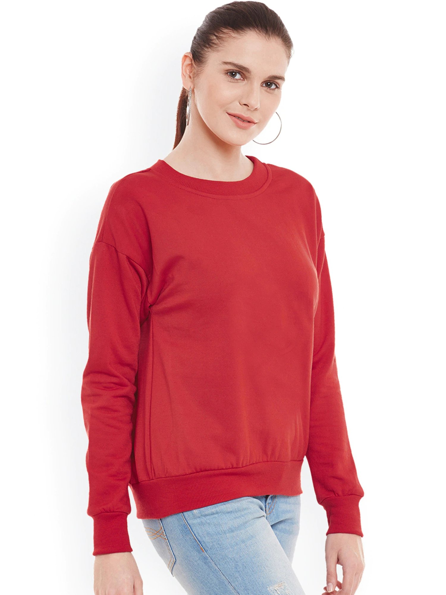 Belle Fille Red Full Sleeves Sweatshirt
