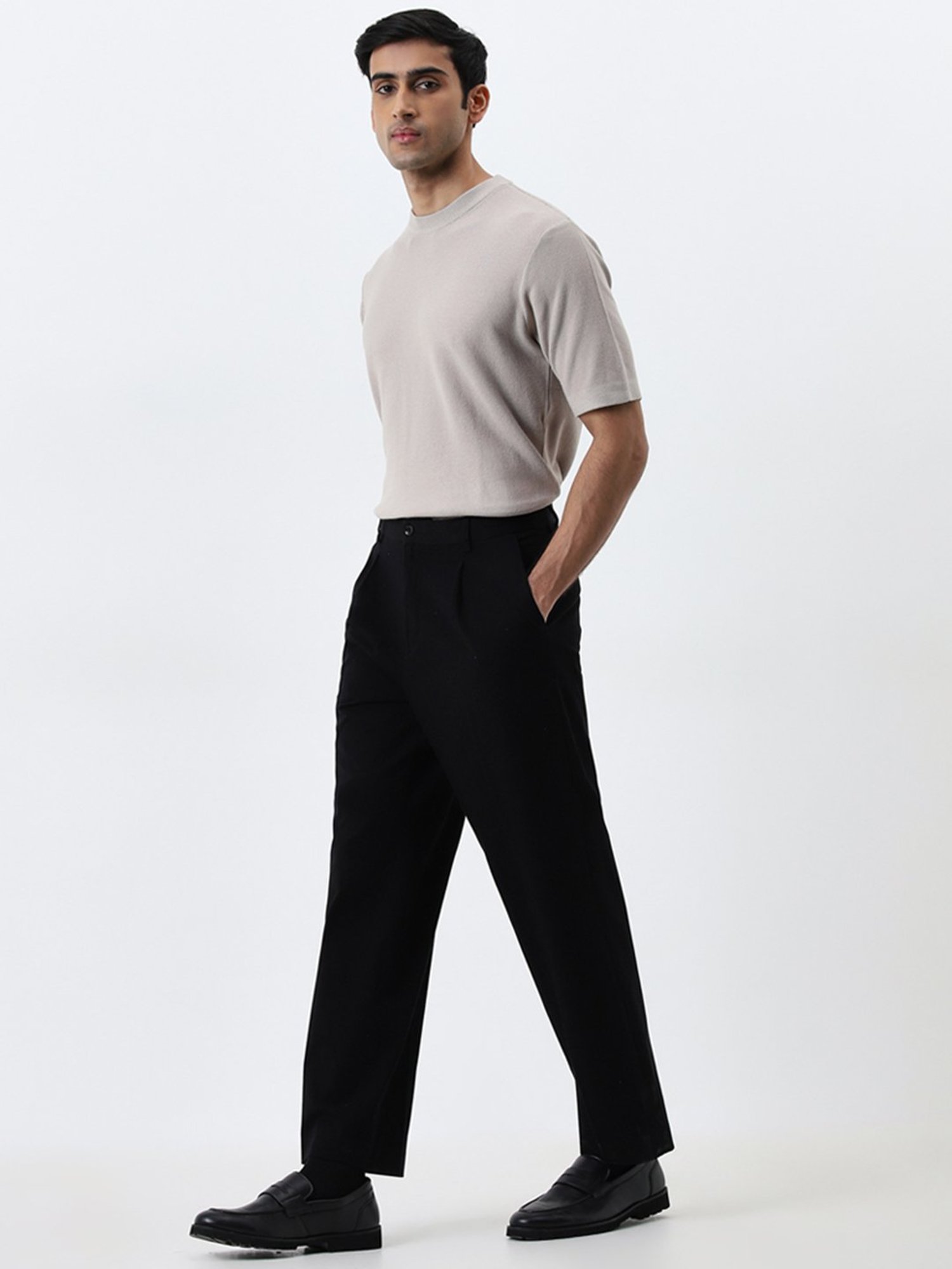 WES Formals by Westside Light Taupe Solid Slim-Fit Cotton T-Shirt