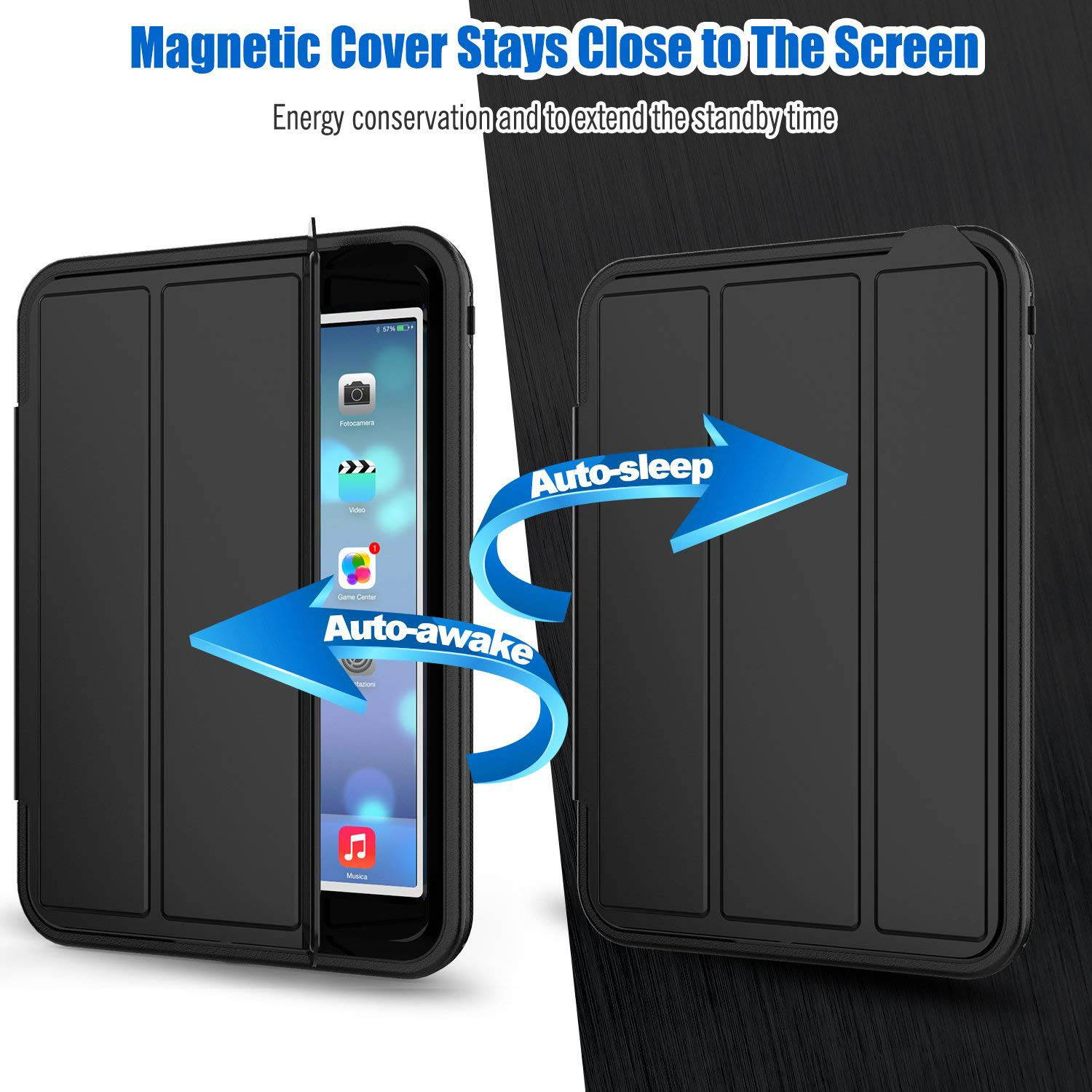 Werleo iPad Mini 1 2 3 Case Three Layer Shock Proof Protective Case for Kids Adults Smart Cover Auto Sleep Wake & PU Leather Folio Stand Function iPad Mini 1st 2nd 3rd Generation