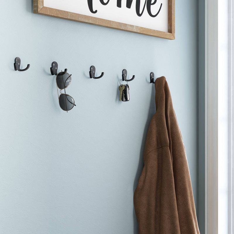 Franklin Brass 5pk Double Prong Robe Decorative Hooks Black