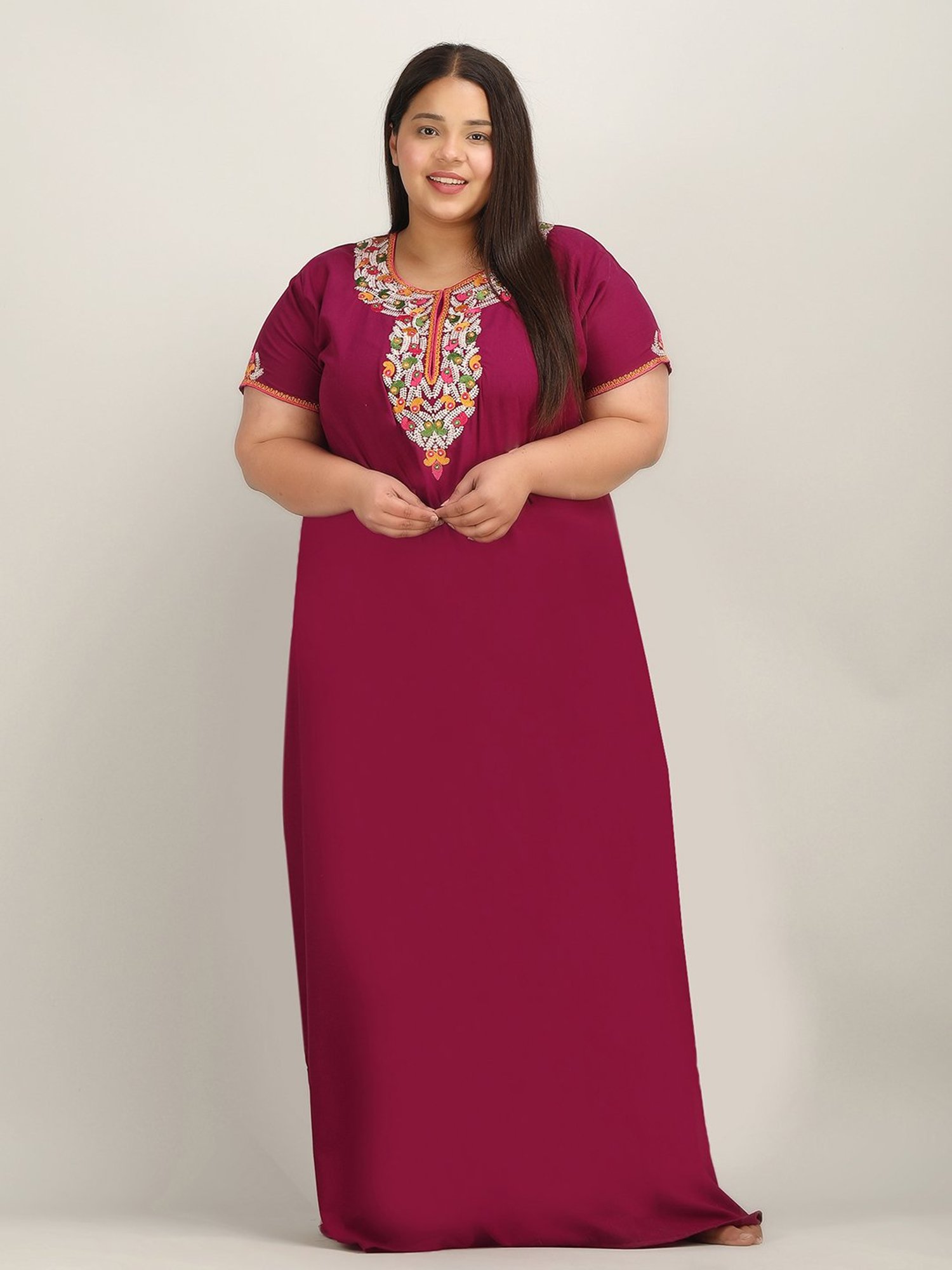 KOI SLEEPWEAR Pink Embroidered Night Gown