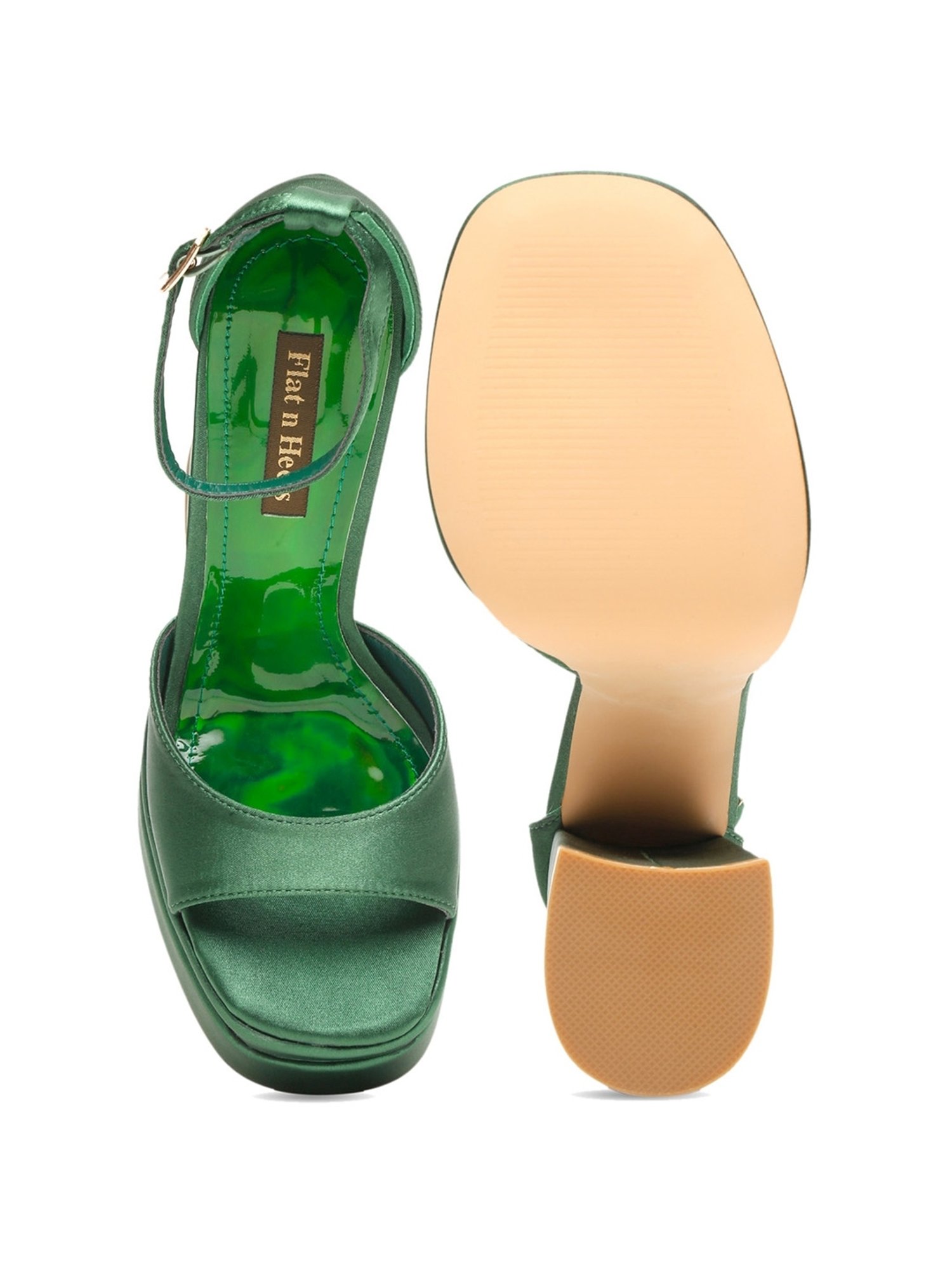 Flat N Heels Women's Green Ankle Strap Sandals