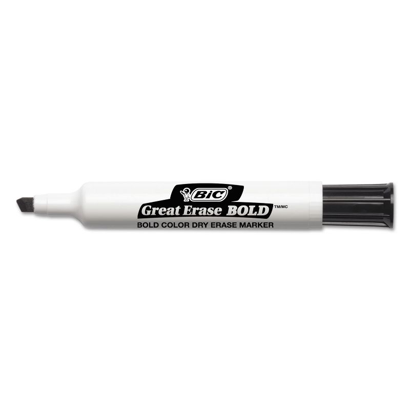 Bic Great Erase Bold Tank-Style Dry Erase Marker Chisel Tip Black Dozen DEC11BK
