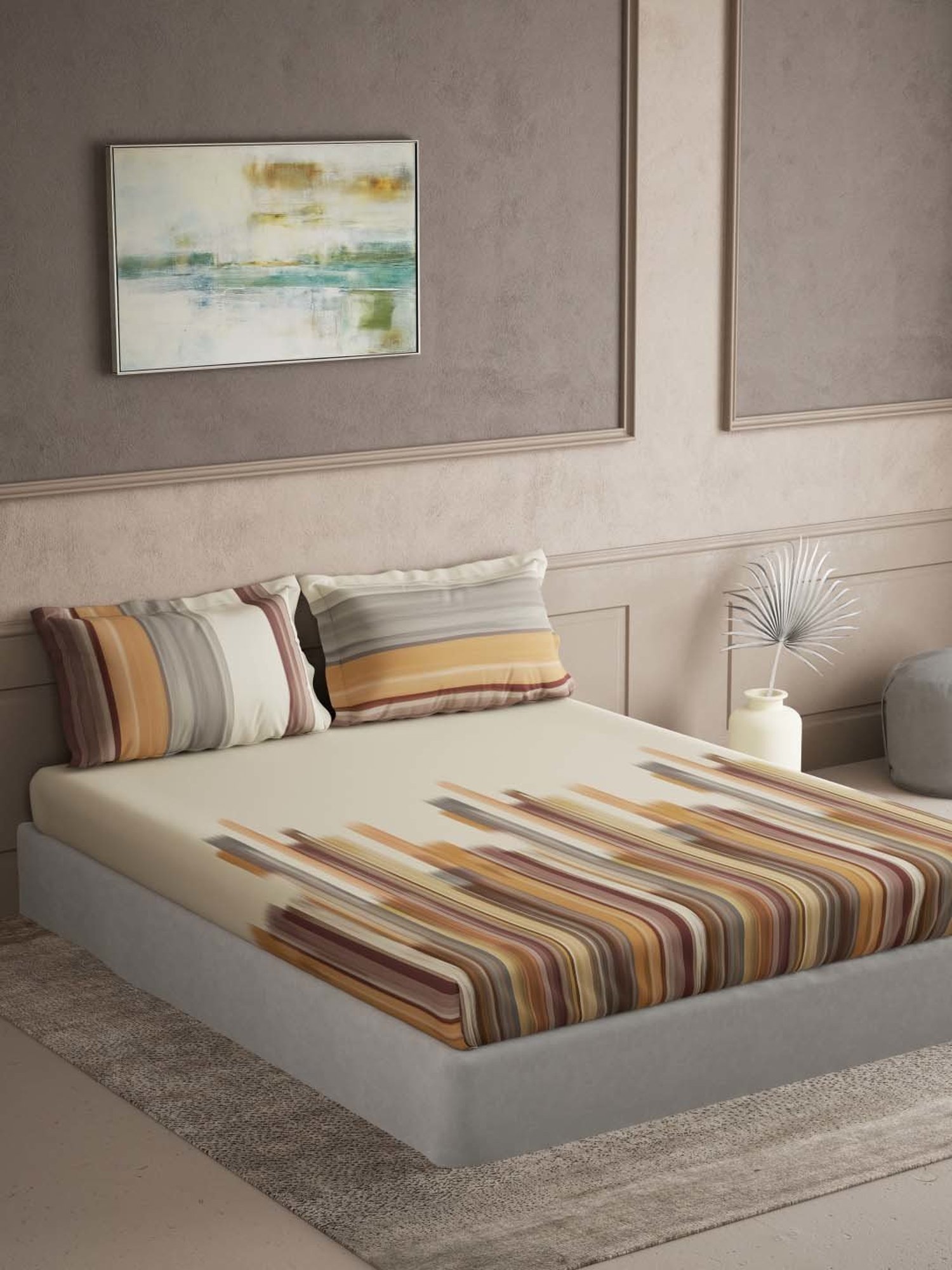 Ddecor Live beautiful Maxima Brown 180 TC Cotton King Bedsheet with 2 Pillow Covers