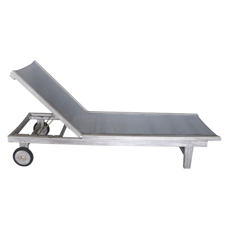 Teak Contemporary Deck Side Outdoor Sling Lounge Chair - Driftwood Gray - Courtyard Casual