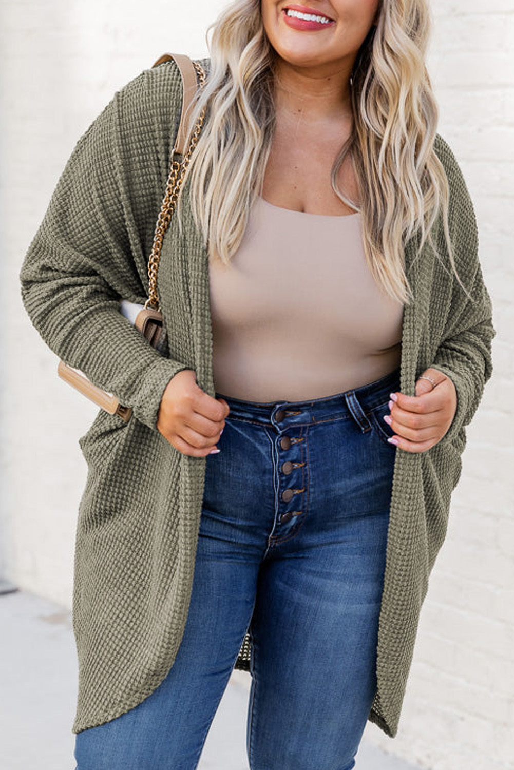 Khaki Star Pattern Drop Shoulder Sweater