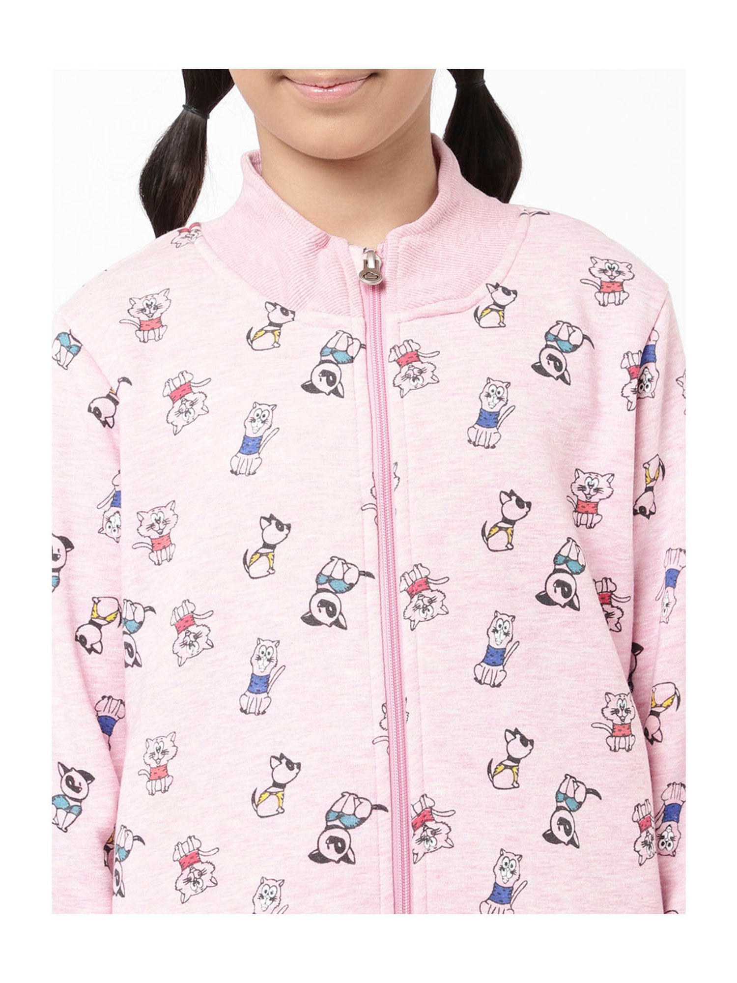 Sweet Dreams Kids Light Pink Printed Full Sleeves Tracksuit