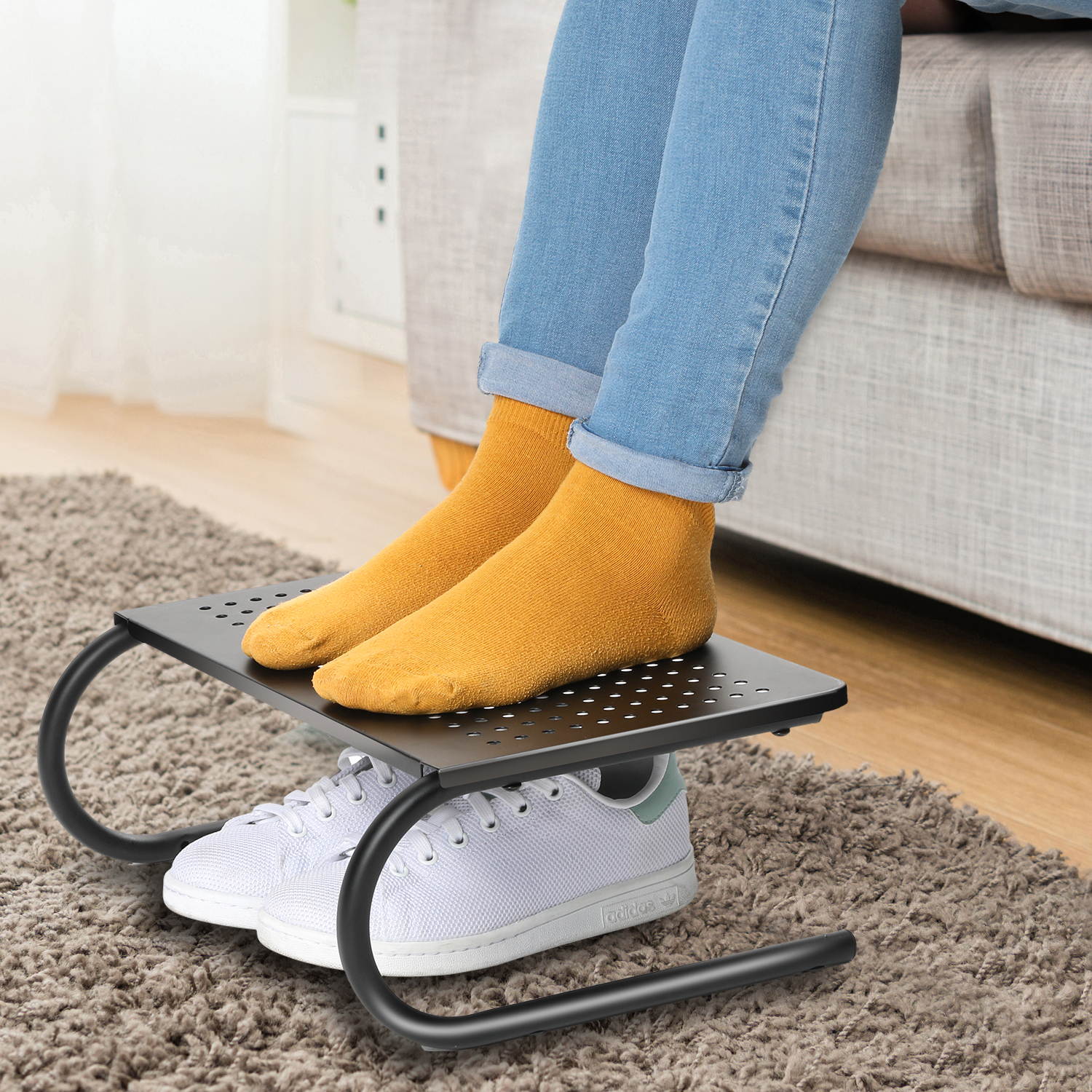 Monitor Stand Riser with Vented Metal Base, 2 Tier Desk Organizer Stand for Laptop Computer, Desktop Printer Stand with Anti-Slip Pads Holds 44lbs, Versatile as Storage Shelf & Screen Holder by HUANUO