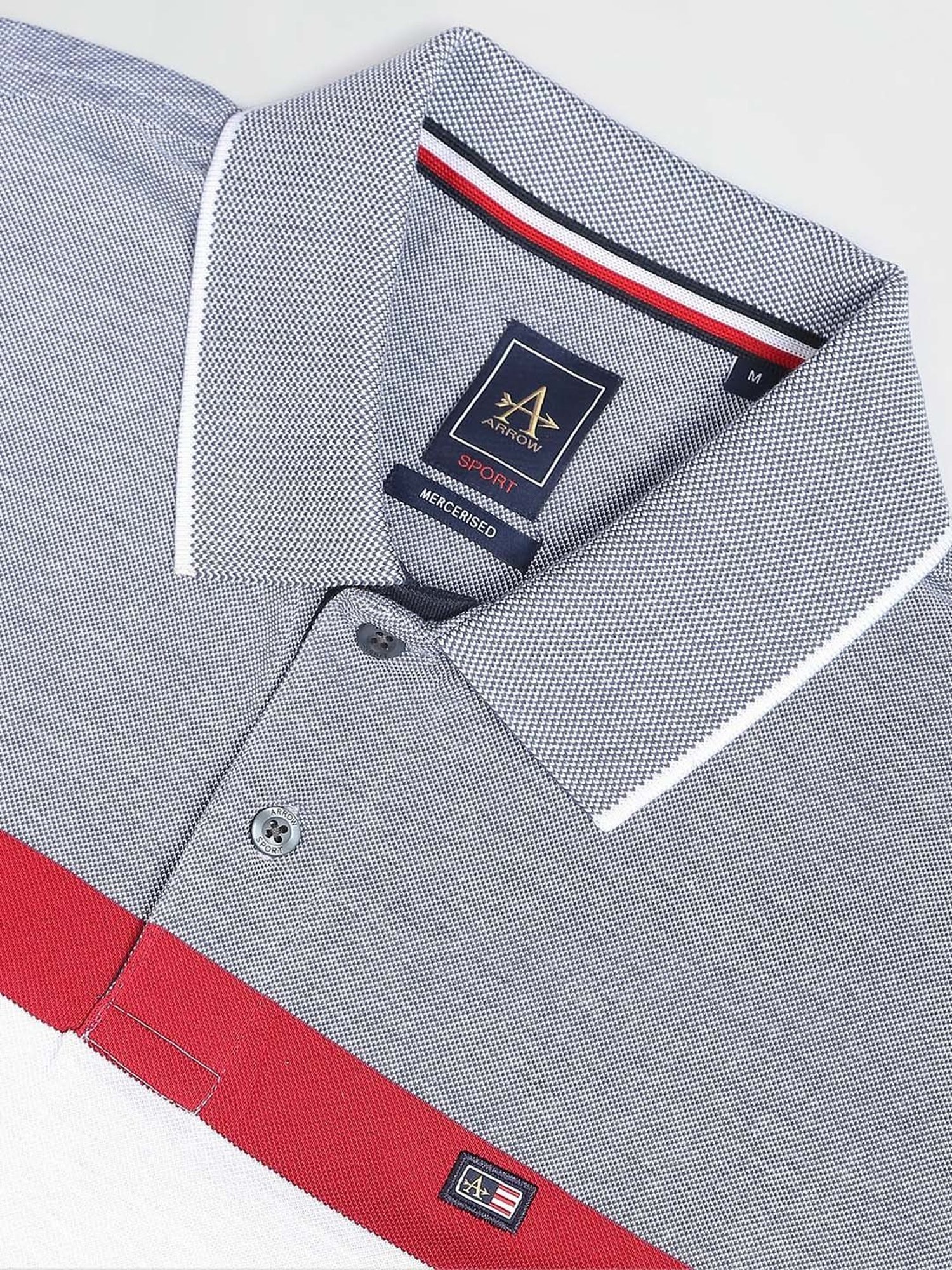 Arrow Sport Light Blue Regular Fit Striped Cotton Polo T-Shirt