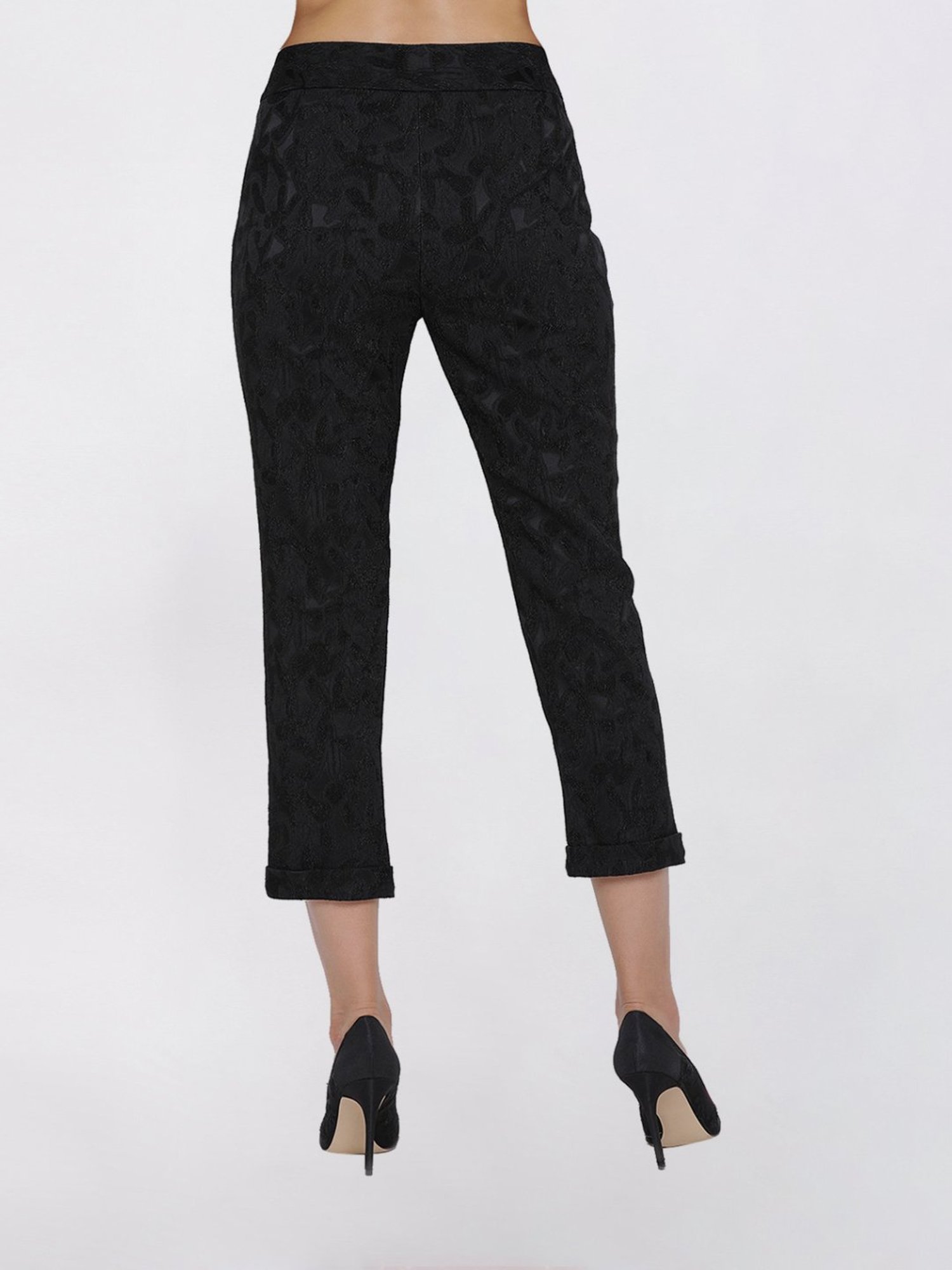 Office & You Black Straight Pant With Turnup