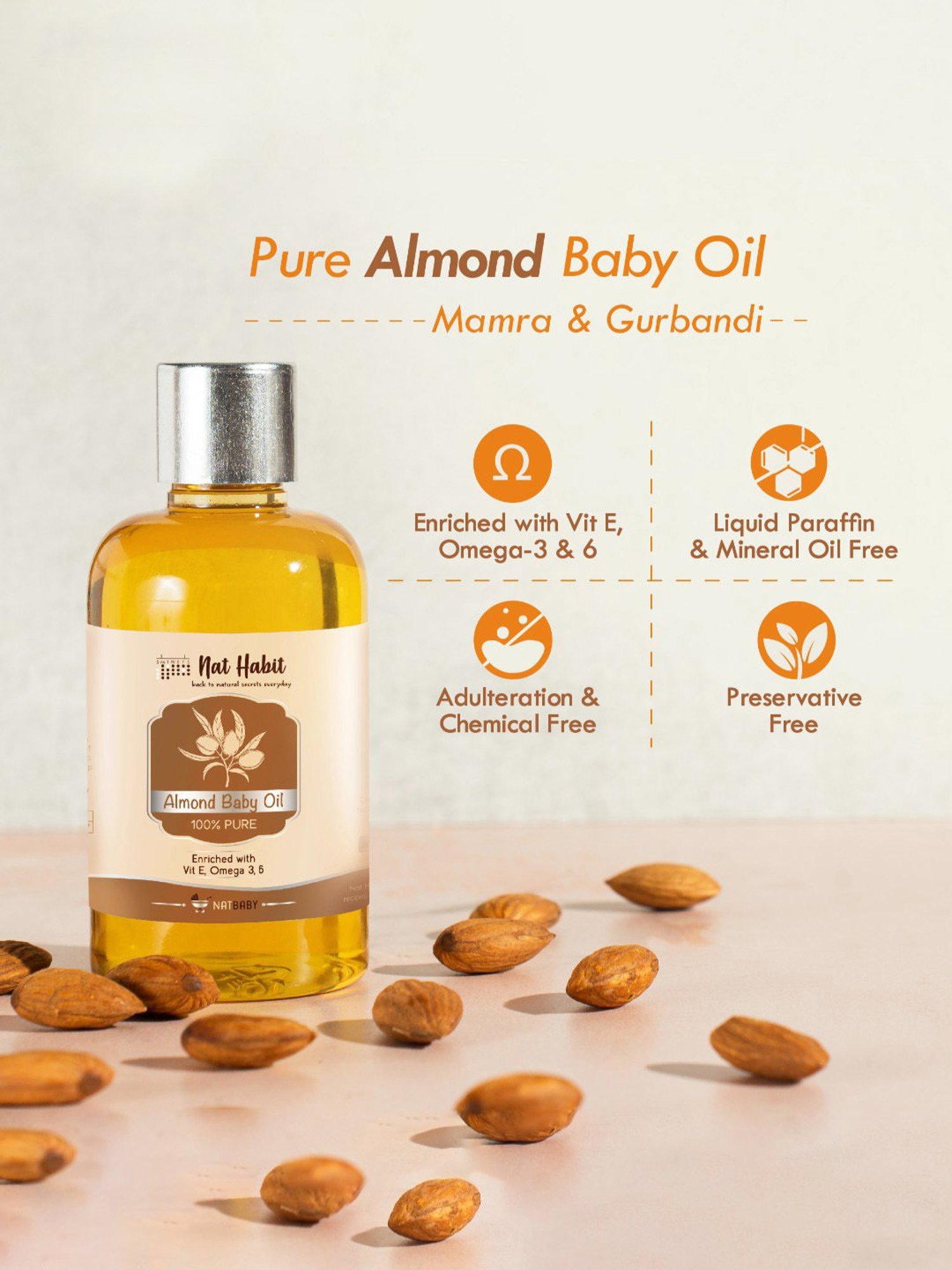 Nat Habit 100% Pure Almond Baby Oil - 100 ml