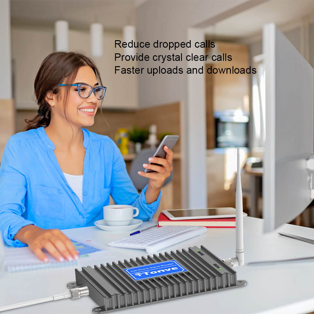 Cell Phone Signal Booster for AT&T T-Mobile 700MHz 4G LTE Band 12/17 Mobile Signal Repeater Amplifier Antenna Kits for Home and Office Improve 4G LTE Data Rates, Supports Volte