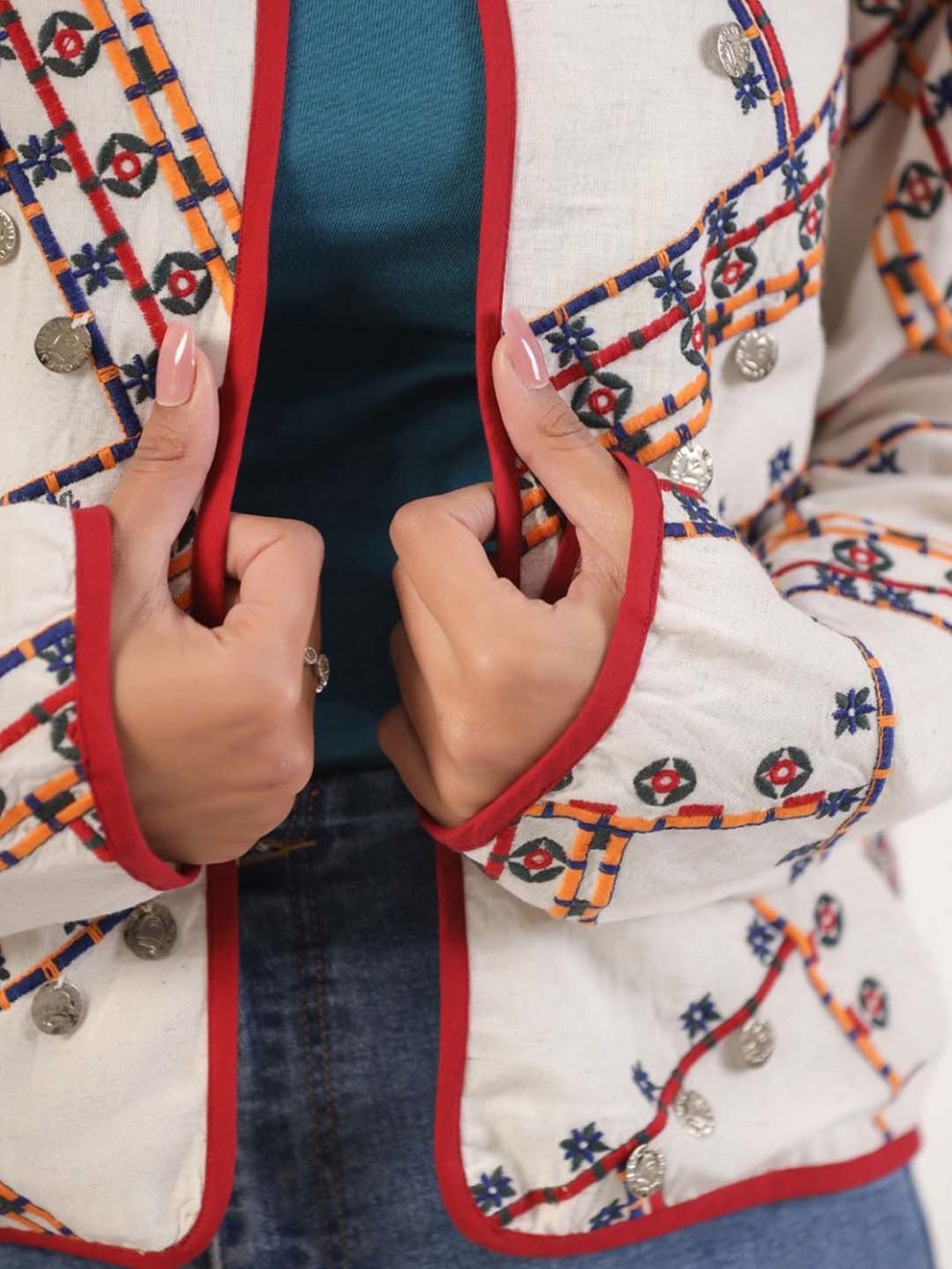 Karyn Seo Miranda Vintage Inspired Embroidered Kimono Cardigan