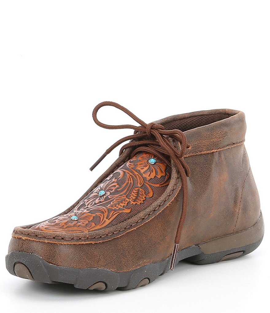 Twisted X Women's Tooled Turquoise Stud Chukka Driving Mocs