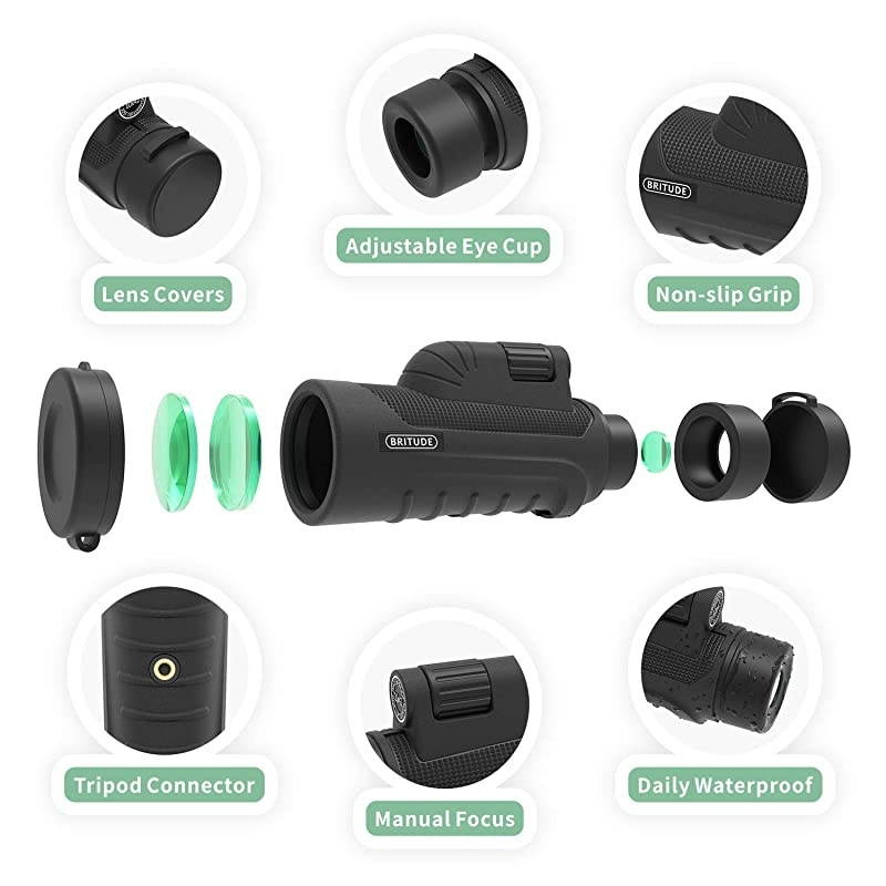 Telescope 10x42 High Definition with Smartphone Adapter Tripod Waterproof Fog Proof Pocket Scope for Adults and Kids FMC BAK4 Prism for Bird Watching Travelling Hunting