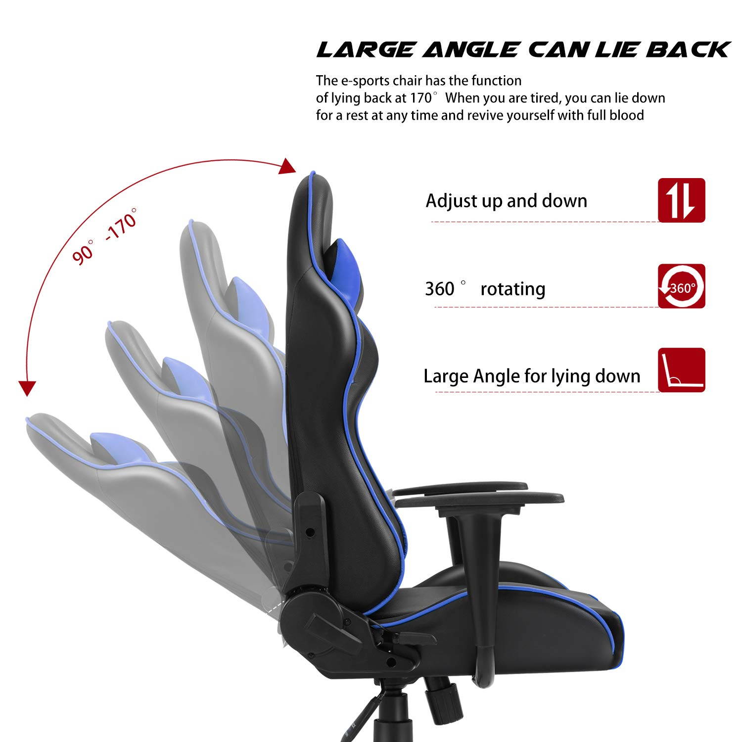 Gaming Chair Racing Gamer Chair Ergonomic Office Chair Home Office Computer Chair High Back PU Leather Chair with Lumbar Cushion and Headrest  Red
