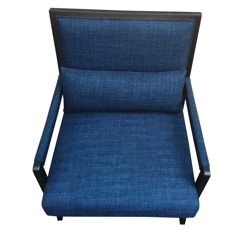 Fabric Padded Wooden Frame Accent Chair with Armrest Blue/Black - The Urban Port