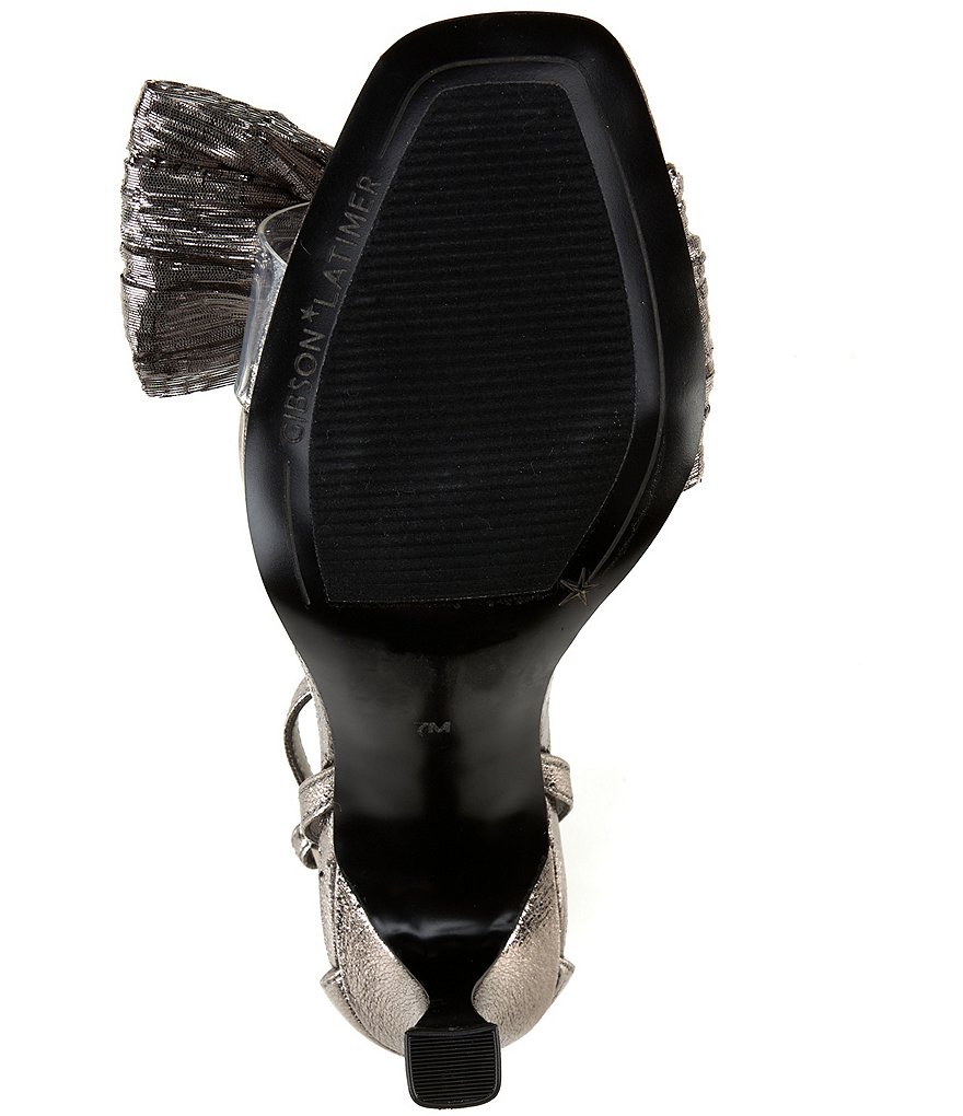 Gibson & Latimer Tawny Lame Ankle Strap Bow Detail Dress Sandals