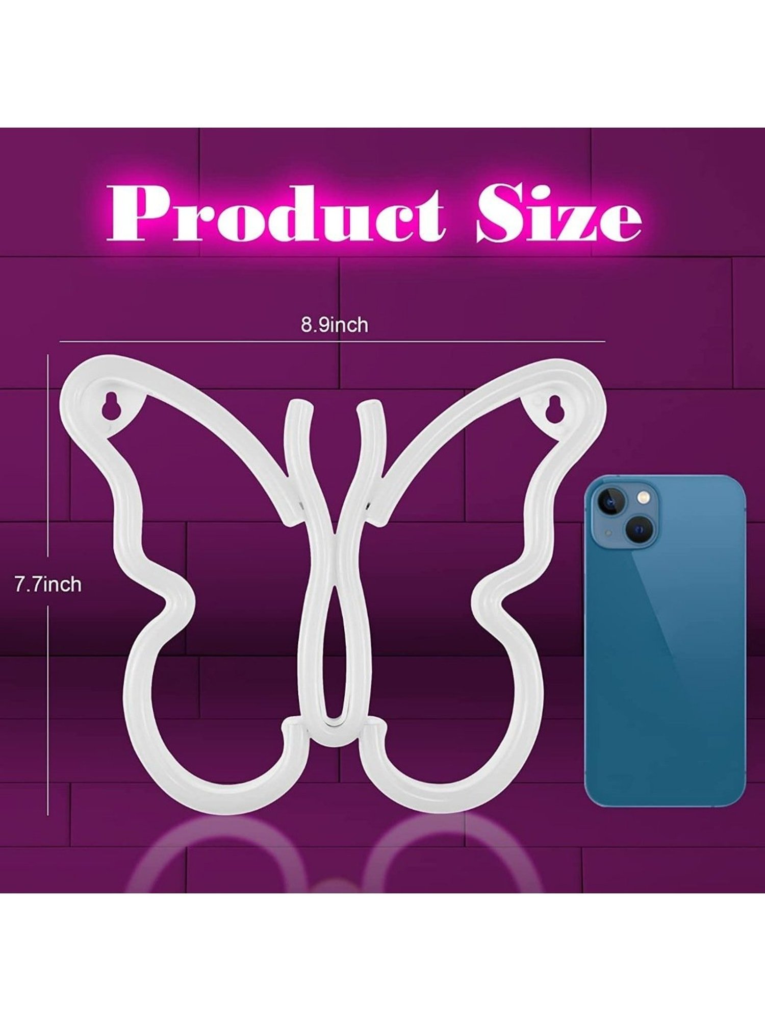 Xergy Butterfly Neon Signs Lights for Bedroom Wall Decor, USB or Battery LED Neon (Pink & Blue)