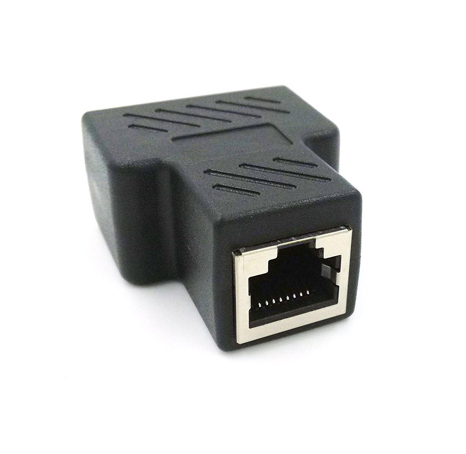 2PCS RJ45 Splitter Connectors 1 to 2 Port Female CAT 5/CAT 6 LAN Ethernet Socket Connector Adapter for Computer Laptop PC
