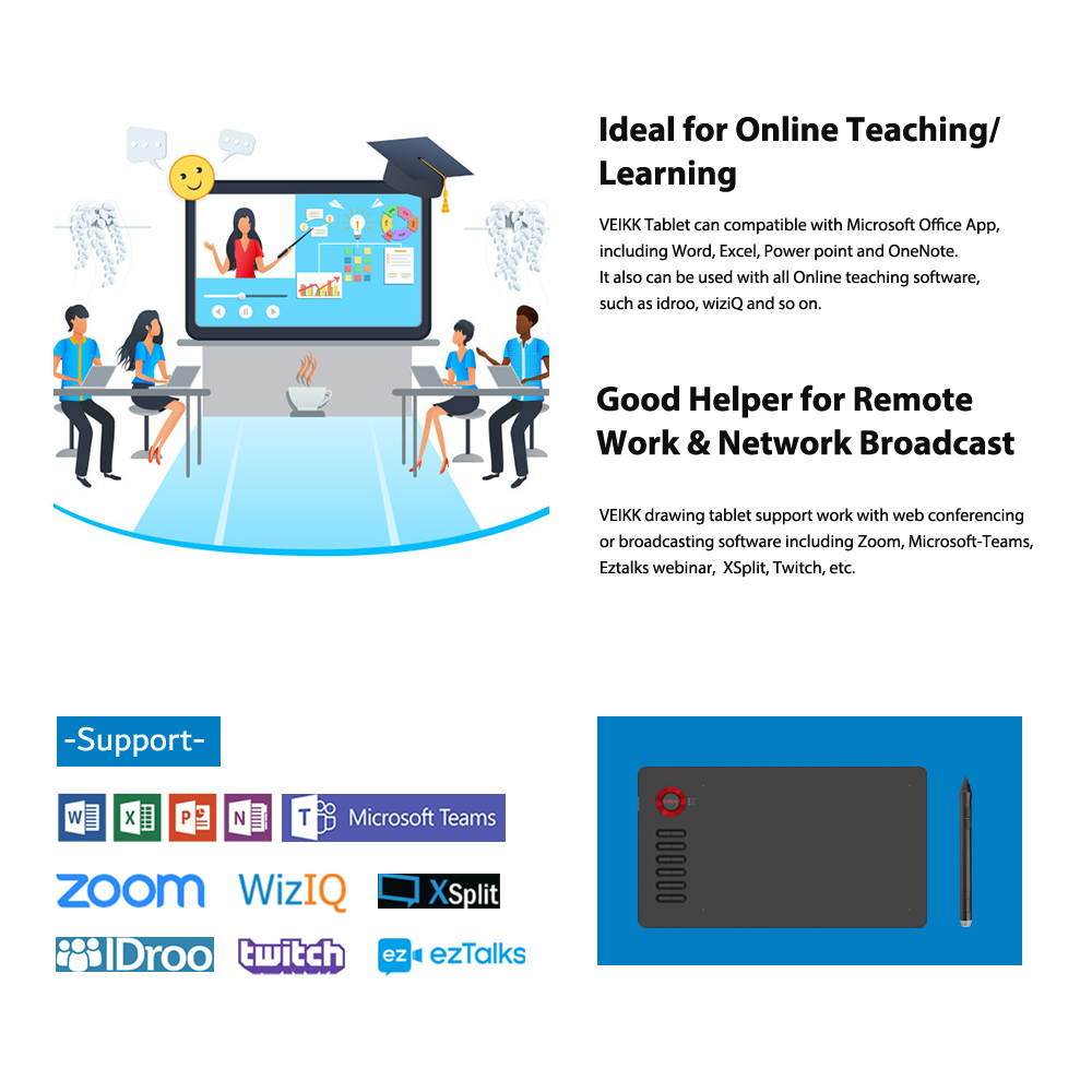 VEIKK A15 10x6 inch Digital Graphics Drawing Tablet Drawing Pen Tablet with Battery-Free Passive Stylus and 12 Shortcut Keys,20 Nibs and 1 Artist Glove (8192 Levels Pressure)