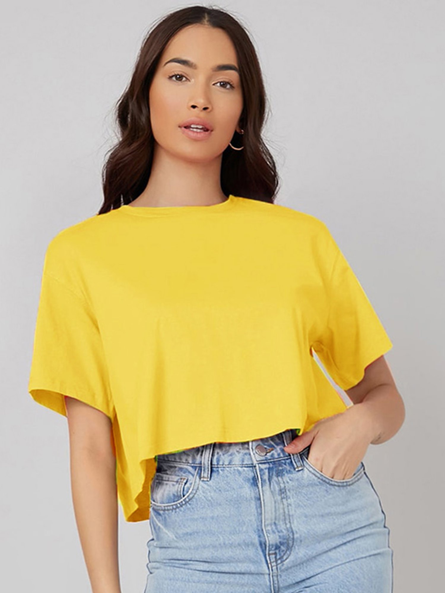 Kotty Yellow Relaxed Fit Oversized T-Shirt