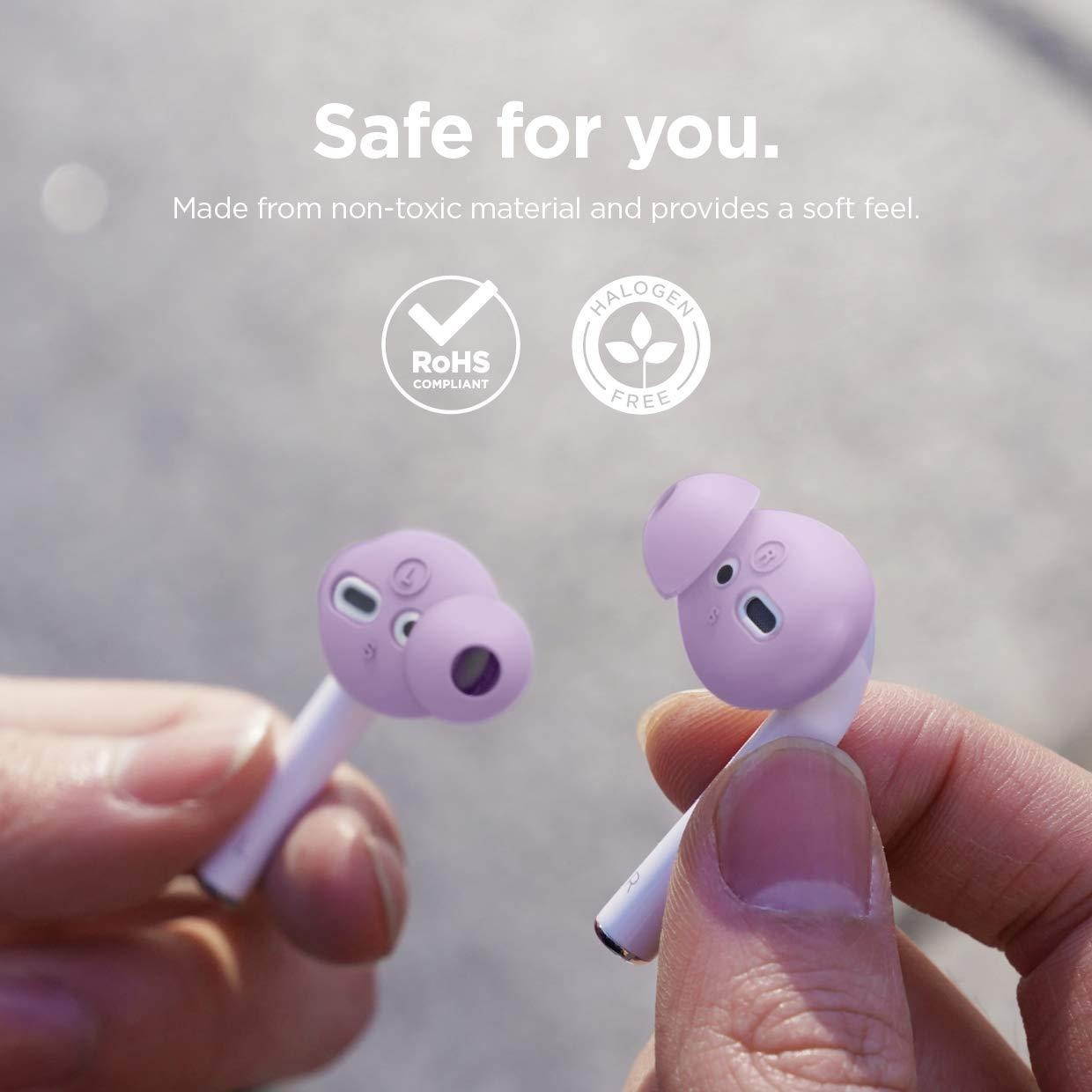 elago Earbuds Cover Designed for Apple AirPods 2 & 1 or EarPods [4 Pairs: 2 Large + 2 Small] (Lavender)