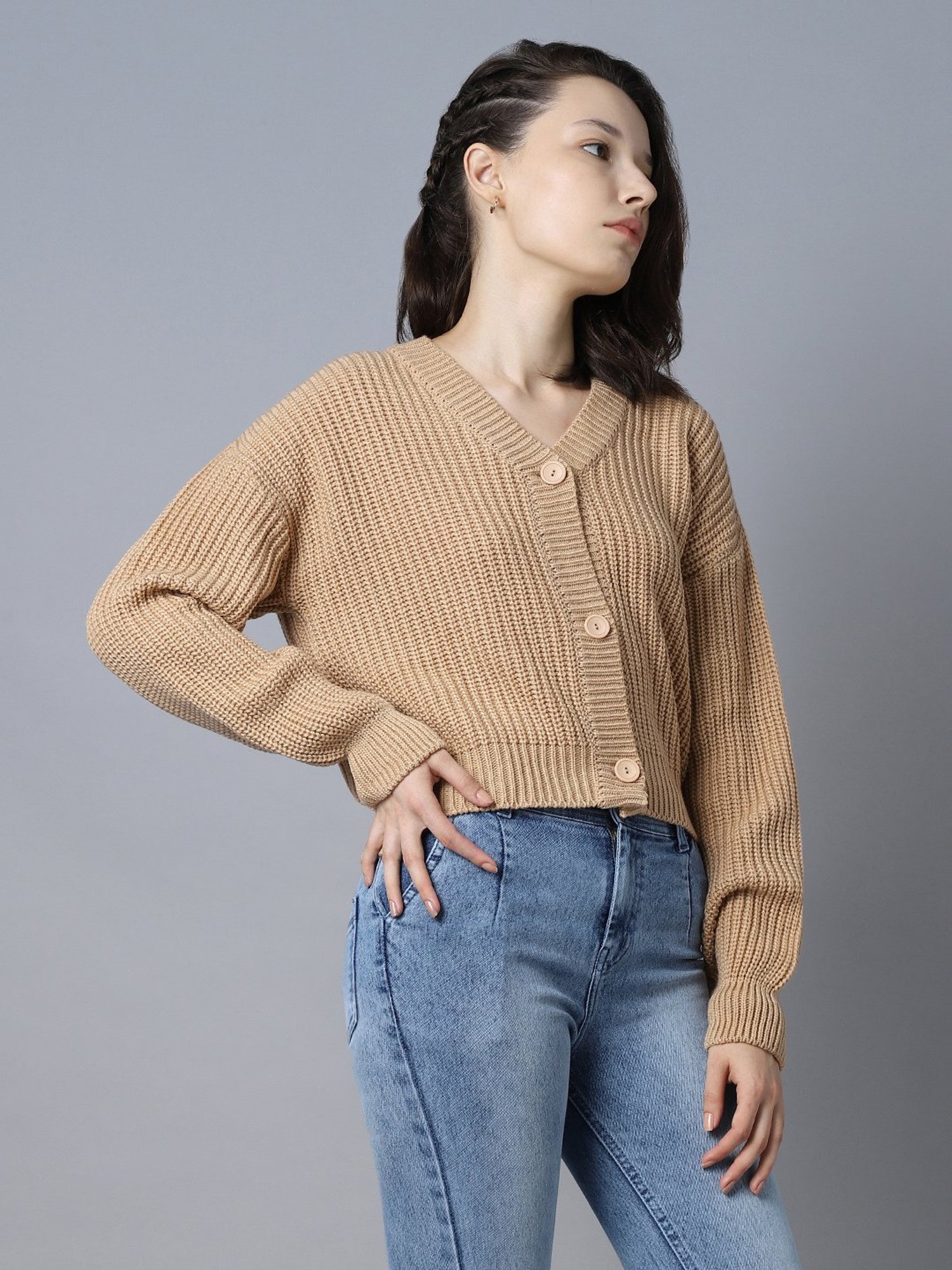 High Star Beige Regular Fit Sweater