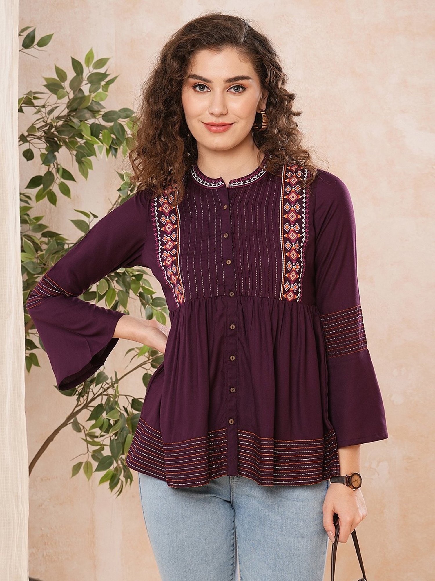 Globus Wine Embroidered Tunic