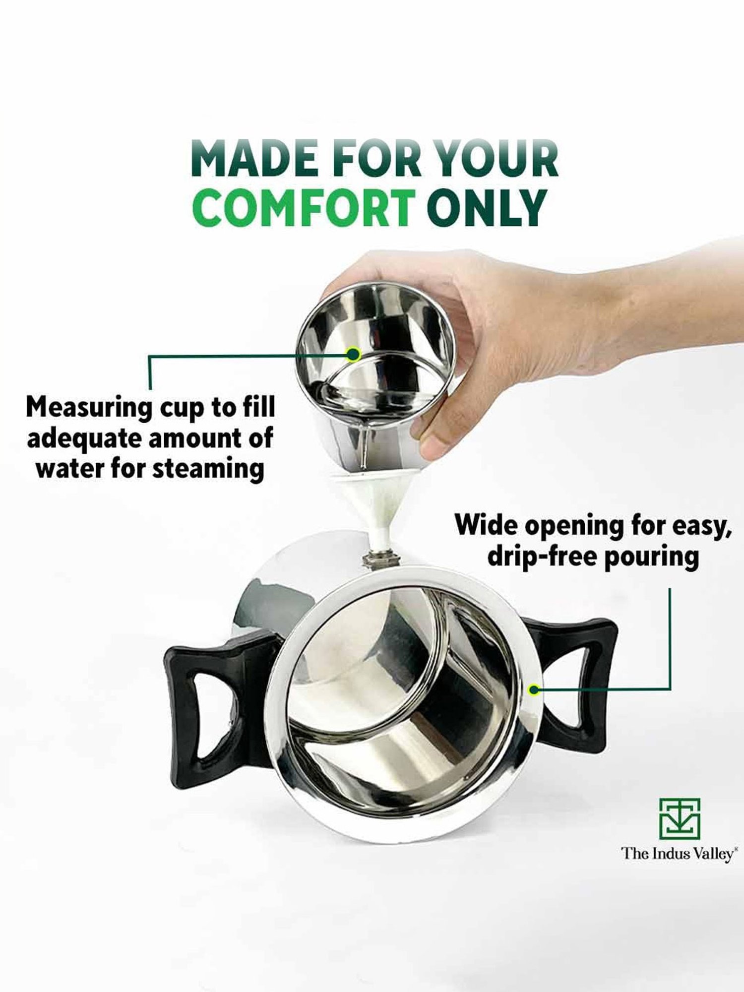 The Indus Valley Silver Stainless Steel Milk Cooker (Dia:13.5cm, 1Ltr)