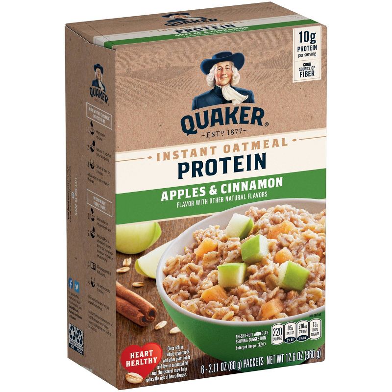 Quaker instant Oatmeal Protein Apple Cinnamon - 12.6oz