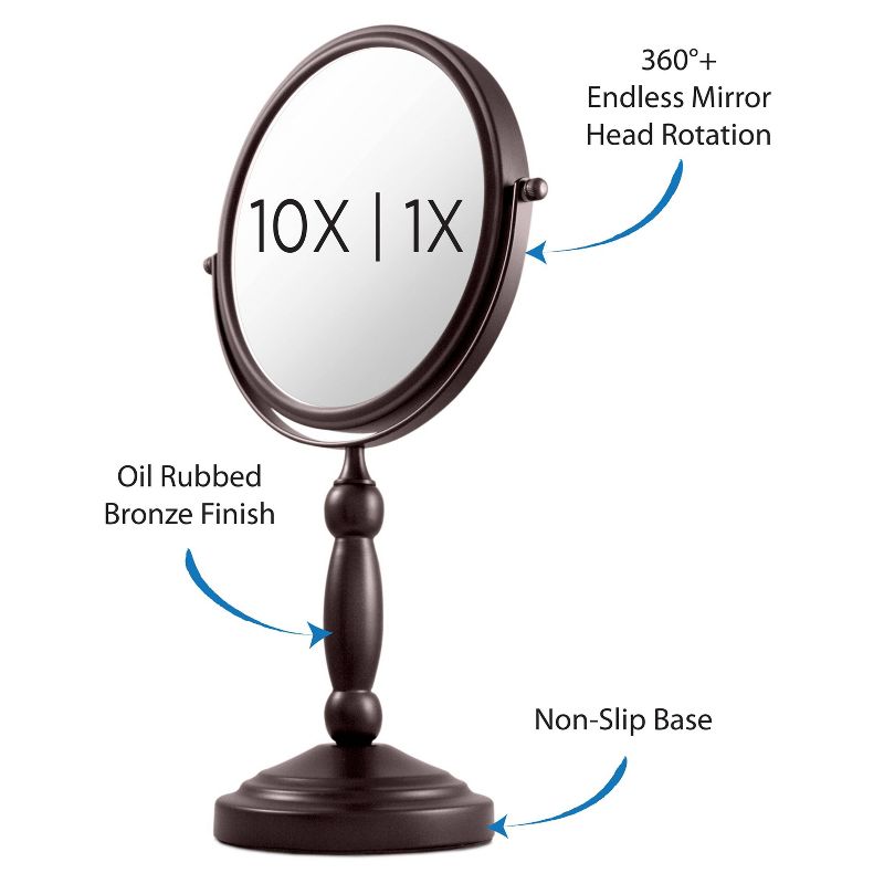 Zadro Dual-Sided 1X/10X Swivel Mirror - Oil-Rubbed Bronze