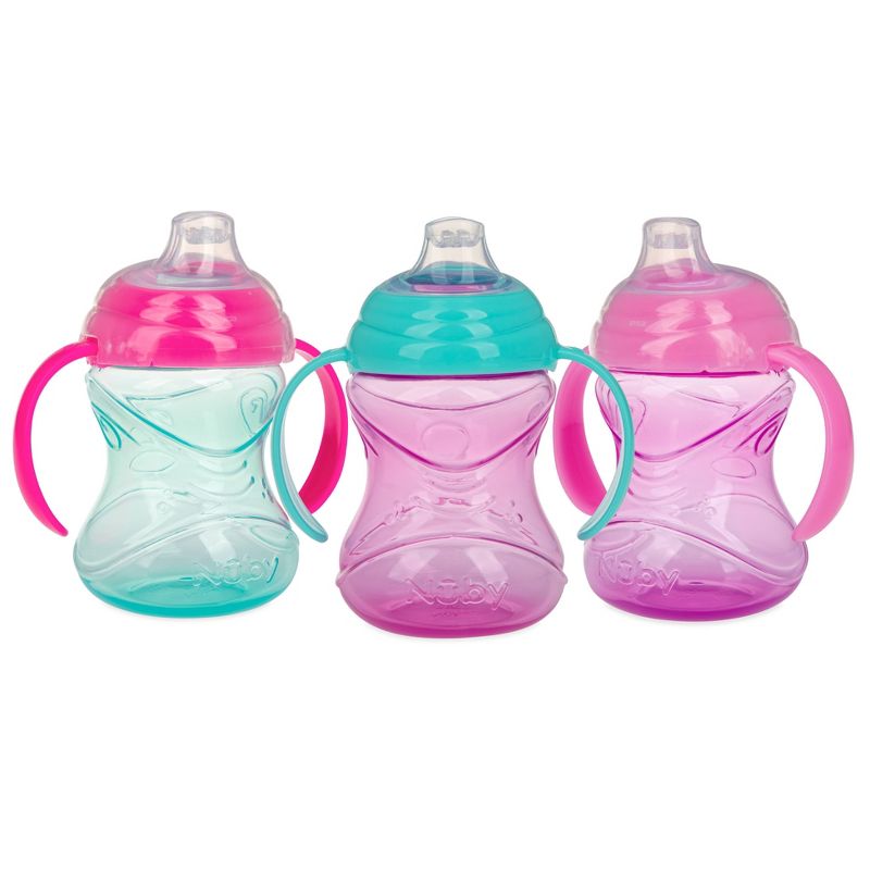 Nuby 3pk Clik-It Handle Cup - Purple/Pink/Aqua - 8oz