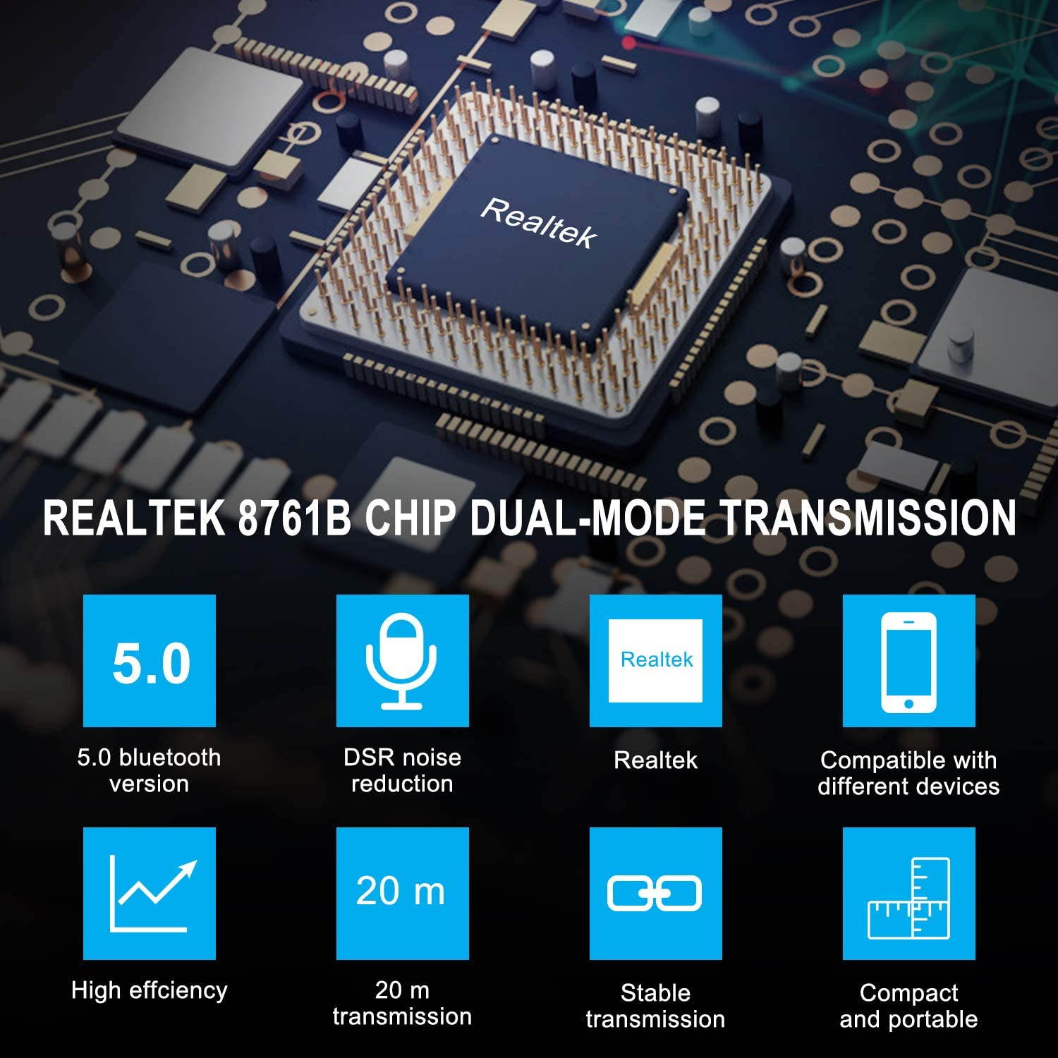 USB Bluetooth 5.0 Adapter for PC Win10/8.1/8/7/XP/Vista  Bluetooth Dongle Computer Desktop Wireless Transfer for Laptop Bluetooth Headphones Headset Speakers Keyboard Mouse Printer