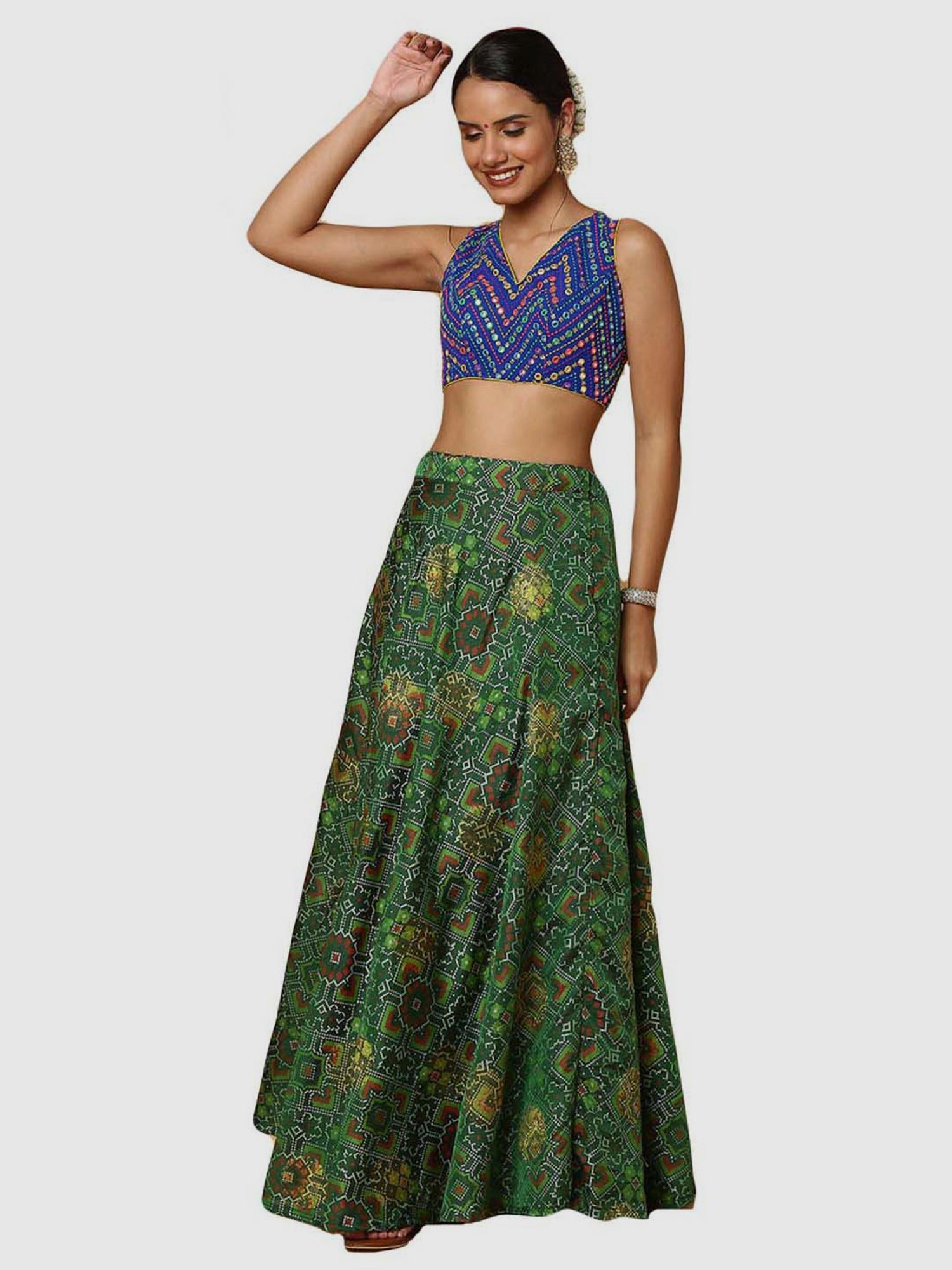 Salwar Studio Royal Blue Embroidered Readymade Blouse