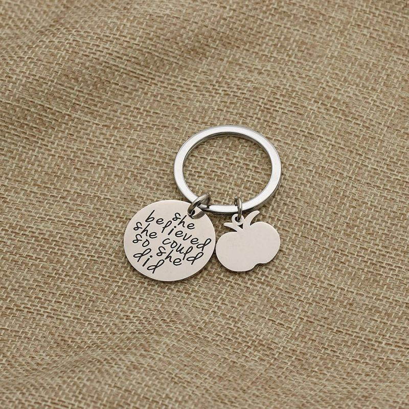 CAROMAY Best Friend Family Key Chain Ring Lucky Apple - She Believed She Could So She Did