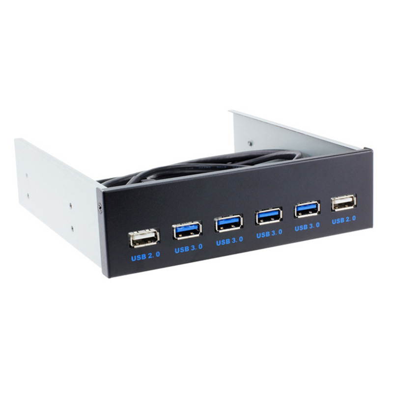 EnLabs FP525U22U34M PC Case 5.25 inch front panel 6 Ports USB Hub,4 Ports USB 3.0 & 2 Ports USB 2.0,2.6ft USB Type A Female to motherboard Adapter Cable