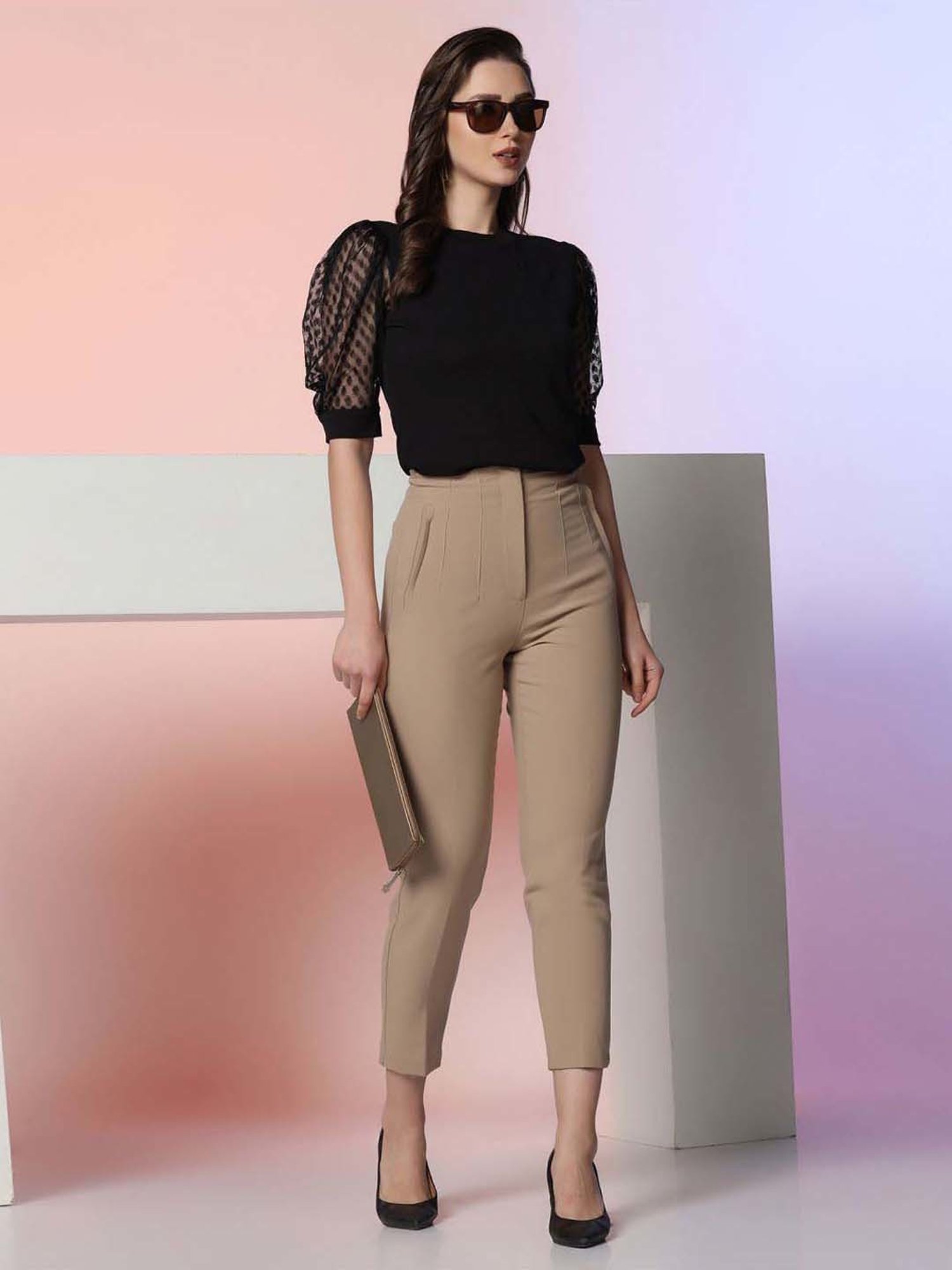 SELVIA Black Regular Fit Top