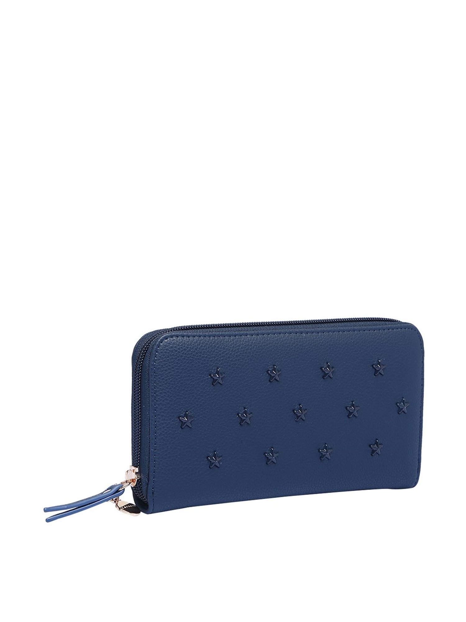 Caprese Star Navy Textured Zip Around Wallet for Women