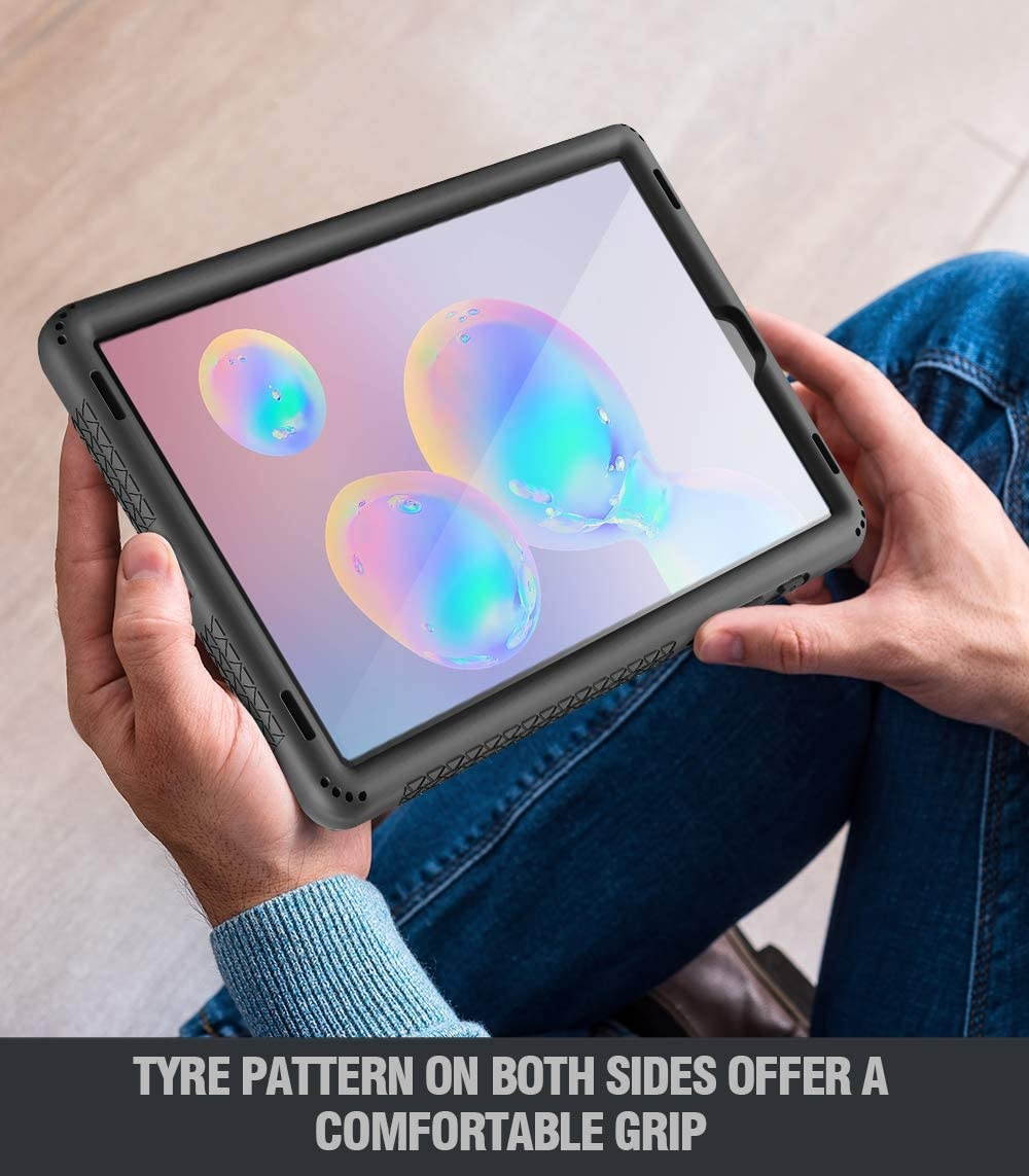 Galaxy Tab S6 Tablet Case, Poetic Heavy Duty Shockproof Kids Friendly Silicone Case Cover, TurtleSkin Series, for Samsung Galaxy Tab S6 10.5 inch Tablet (SM-T860/SM-T865 2019 Release), Black