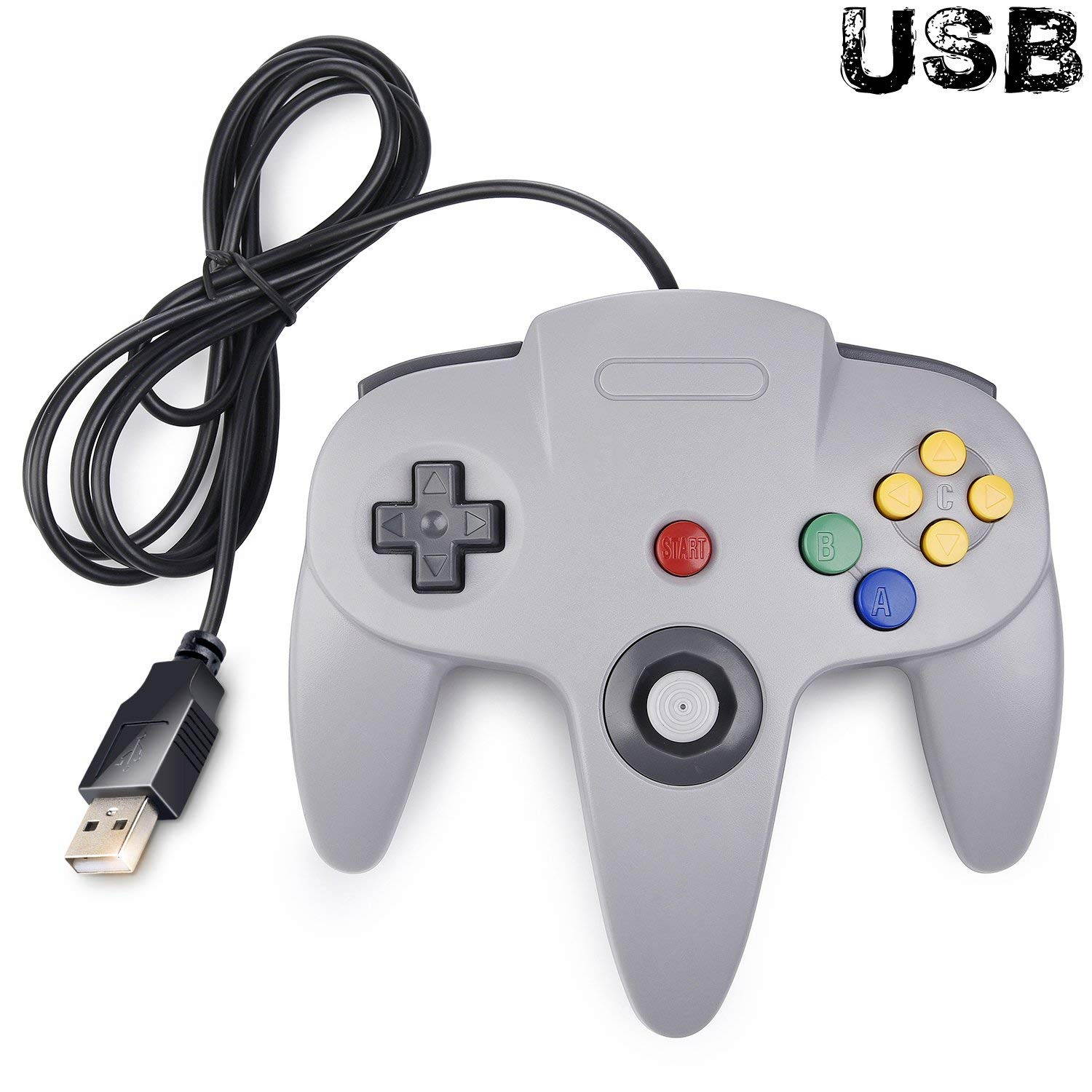 Generic Classic N64 Controller, Wired USB PC Game pad Joystick for Windows PC MAC Linux Raspberry Pi 3 Sega Genesis Higan