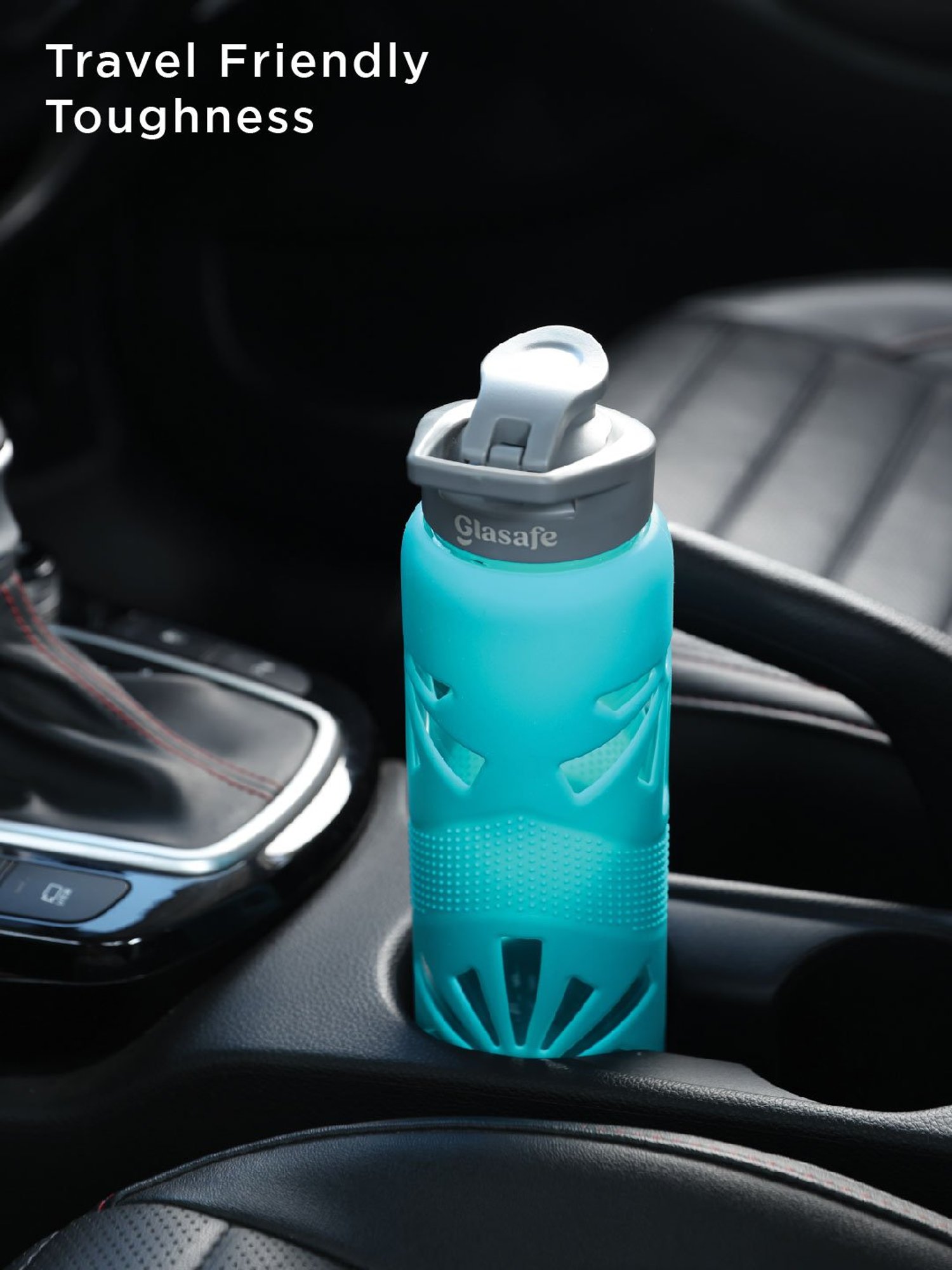 Glasafe Mellow Green Borosilicate Bottle with Protective Silicone Sleeve (750ml)