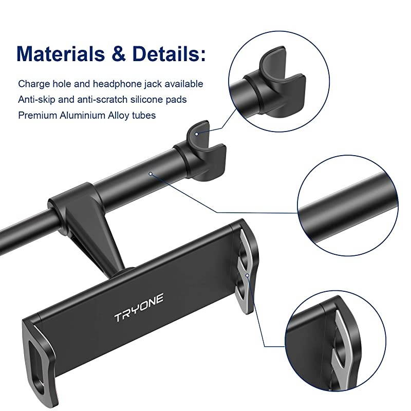 Car Headrest Tablet Mount Holder Compatible with SmartphonesTablets Switch 47105 Headrest Posts Width 41in59inBlack