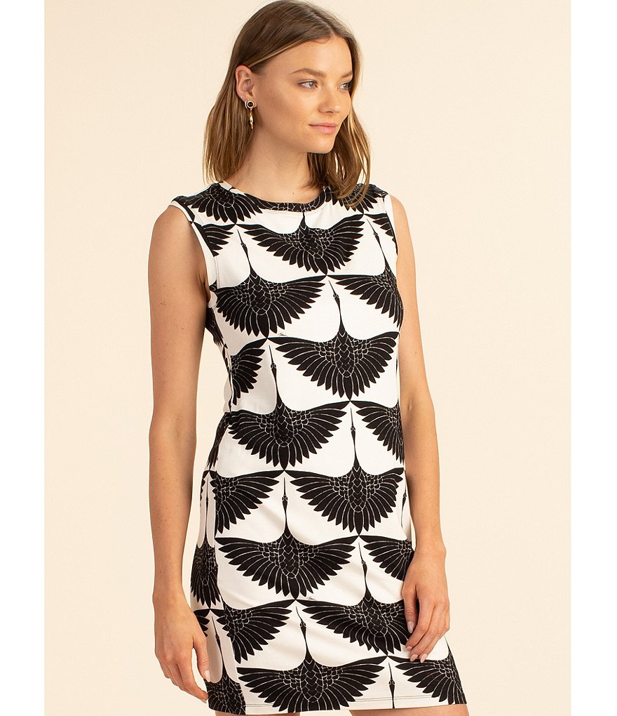 Trina Turk Zinnia Crew Neck Sleeveless Geo Print Sheath Dress