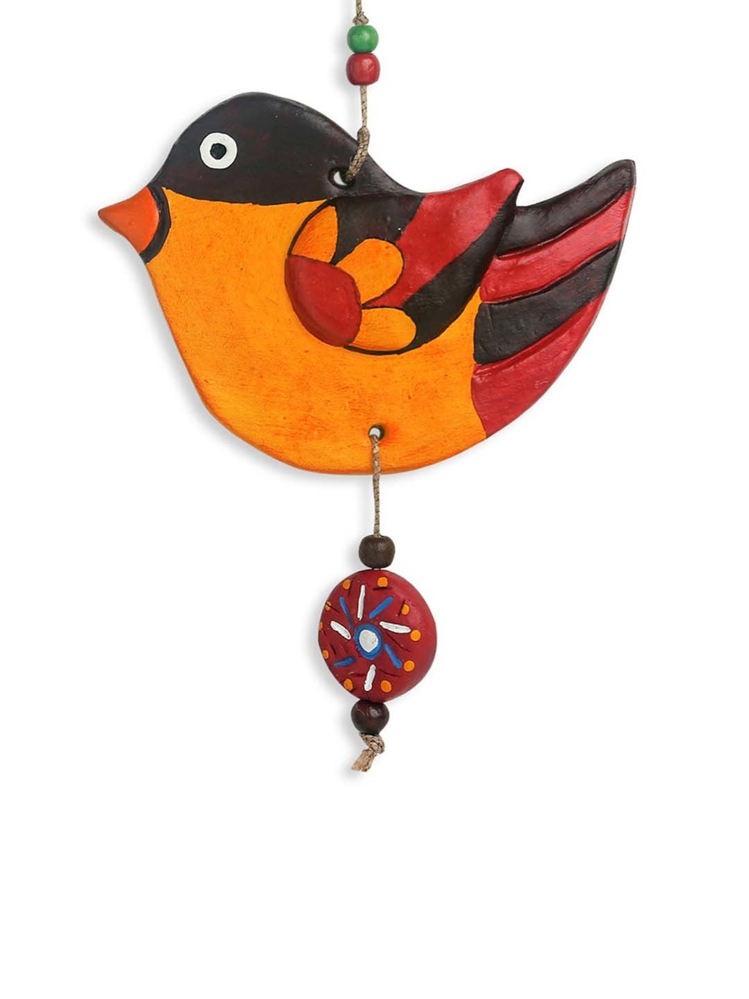 ExclusiveLane 'Feathered Sparrows' Handmade & Hand-painted Garden Decorative Terracotta Wall Hanging