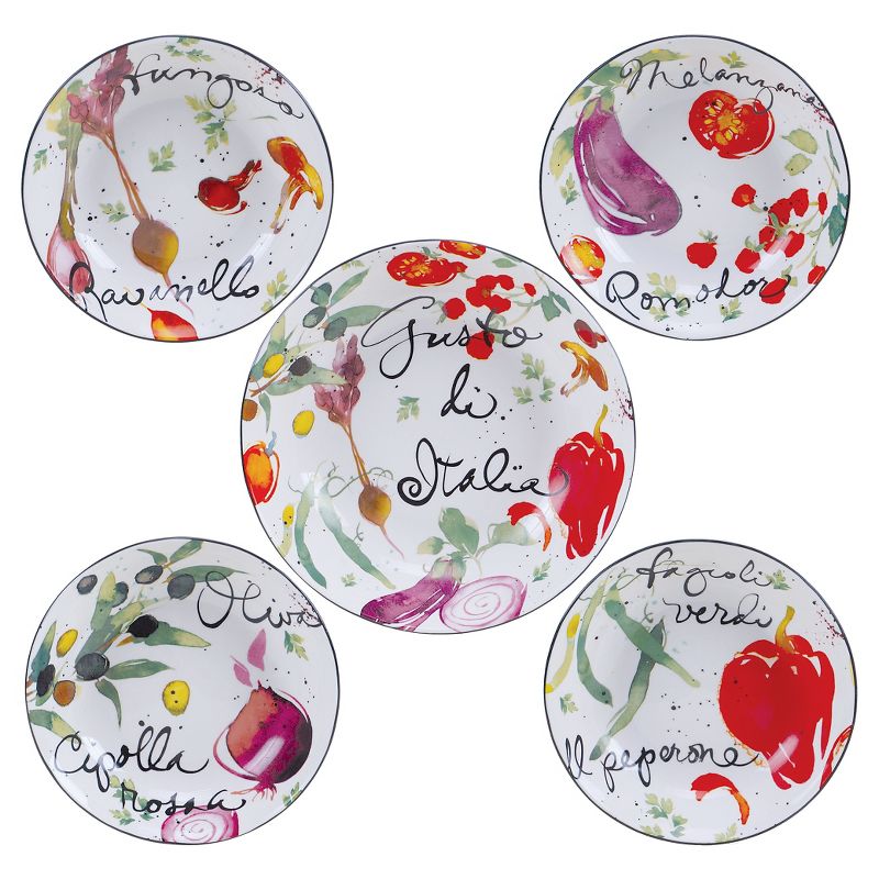 7pc Stoneware Beautiful Flower Party Serving Set White - Elama