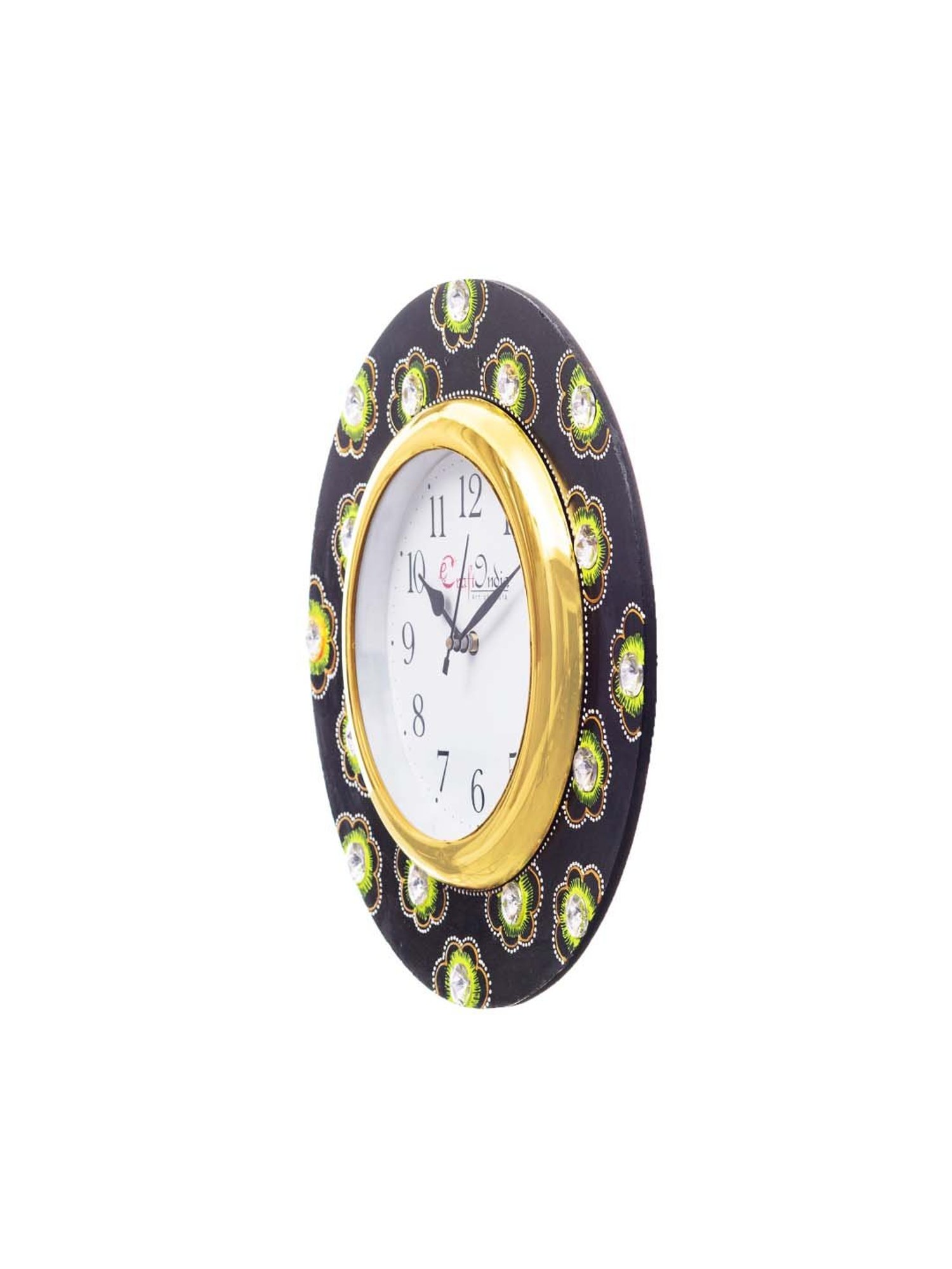 eCraftIndia Handcrafted Ethnic Design Papier Mache Wooden Wall Clock